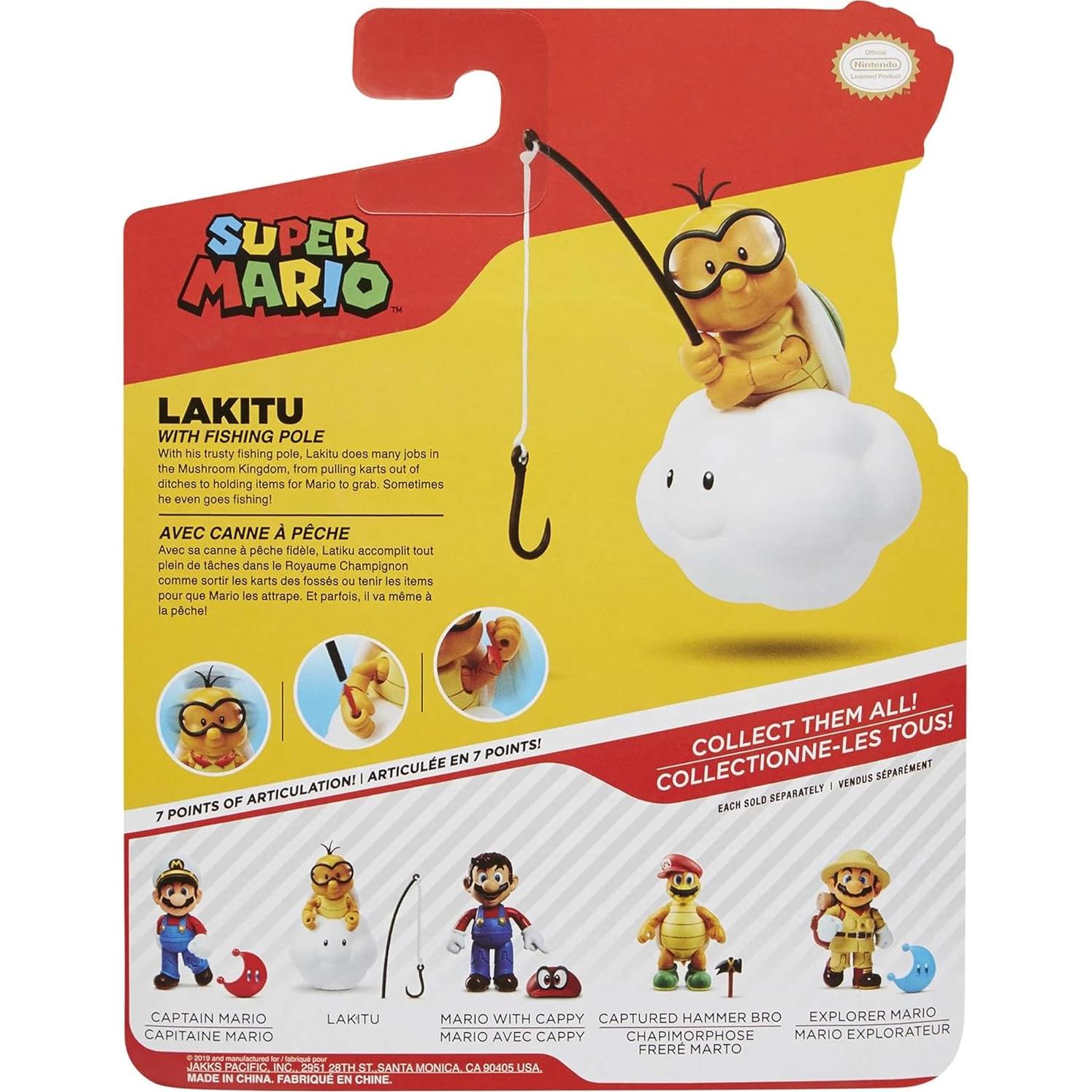 Figura Articulada Nintendo Super Mario Lakitu 10 cm con Caña