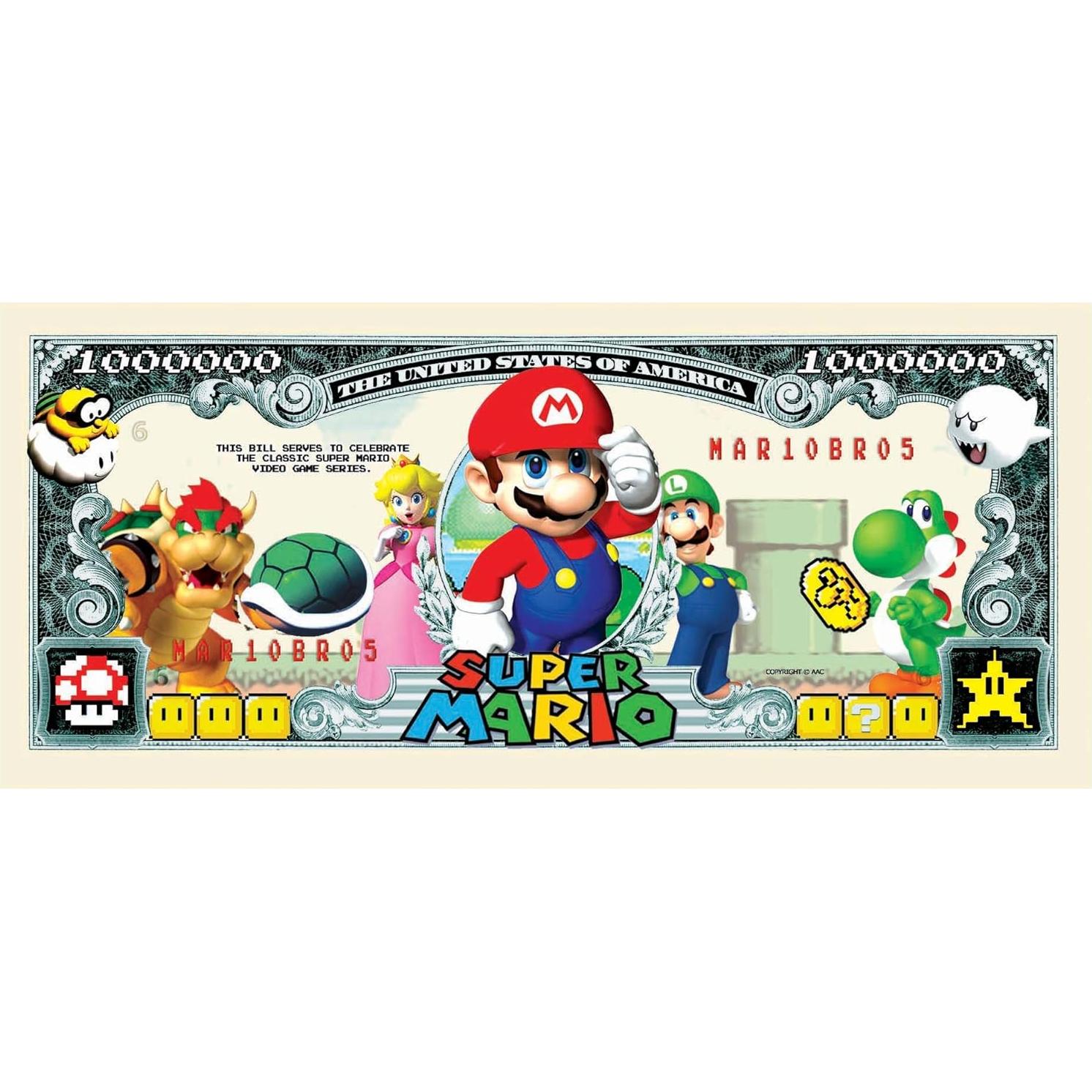 Billetes de Millón de Dólares Super Mario Bros - Paquete de 25