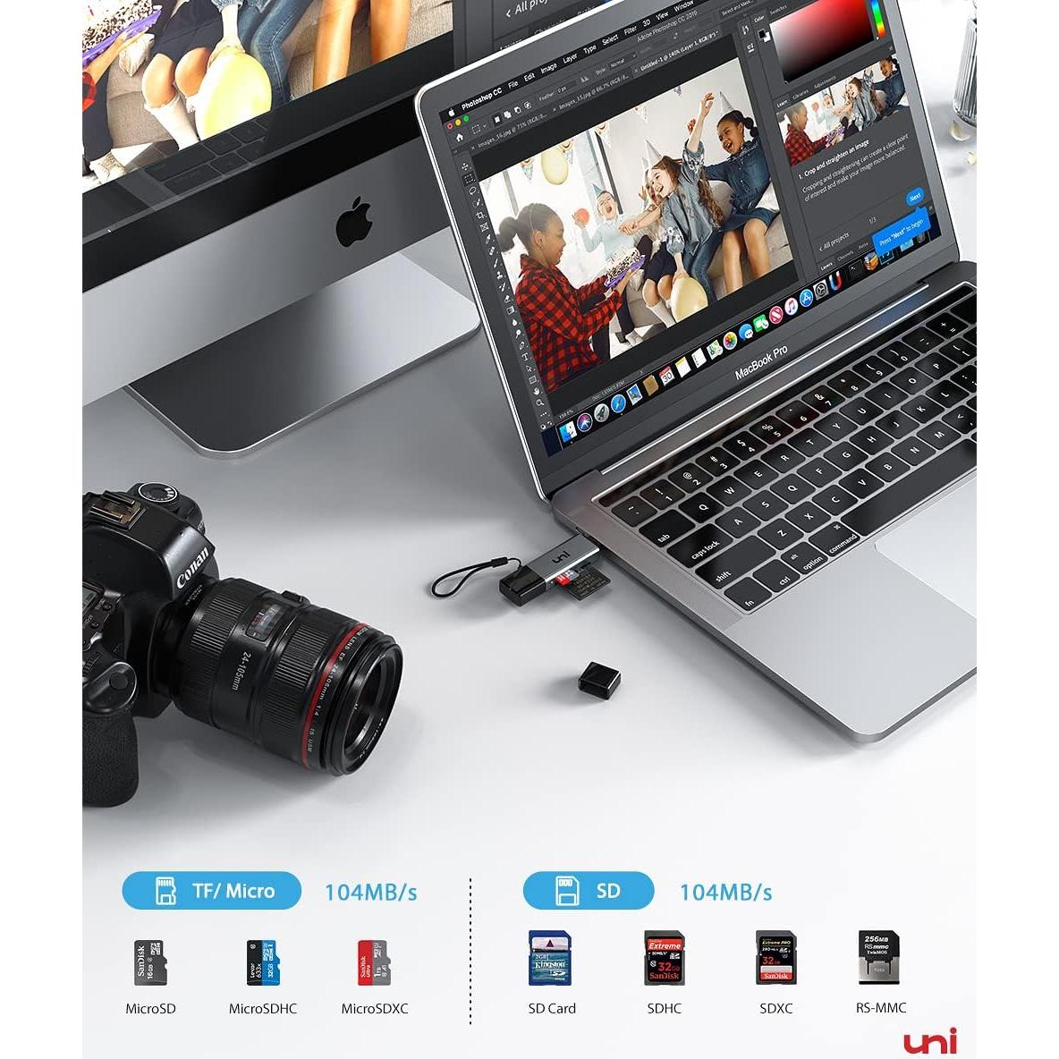 Lector de Tarjeta SD uni USB C y Micro SD 2 en 1 Alta Velocidad