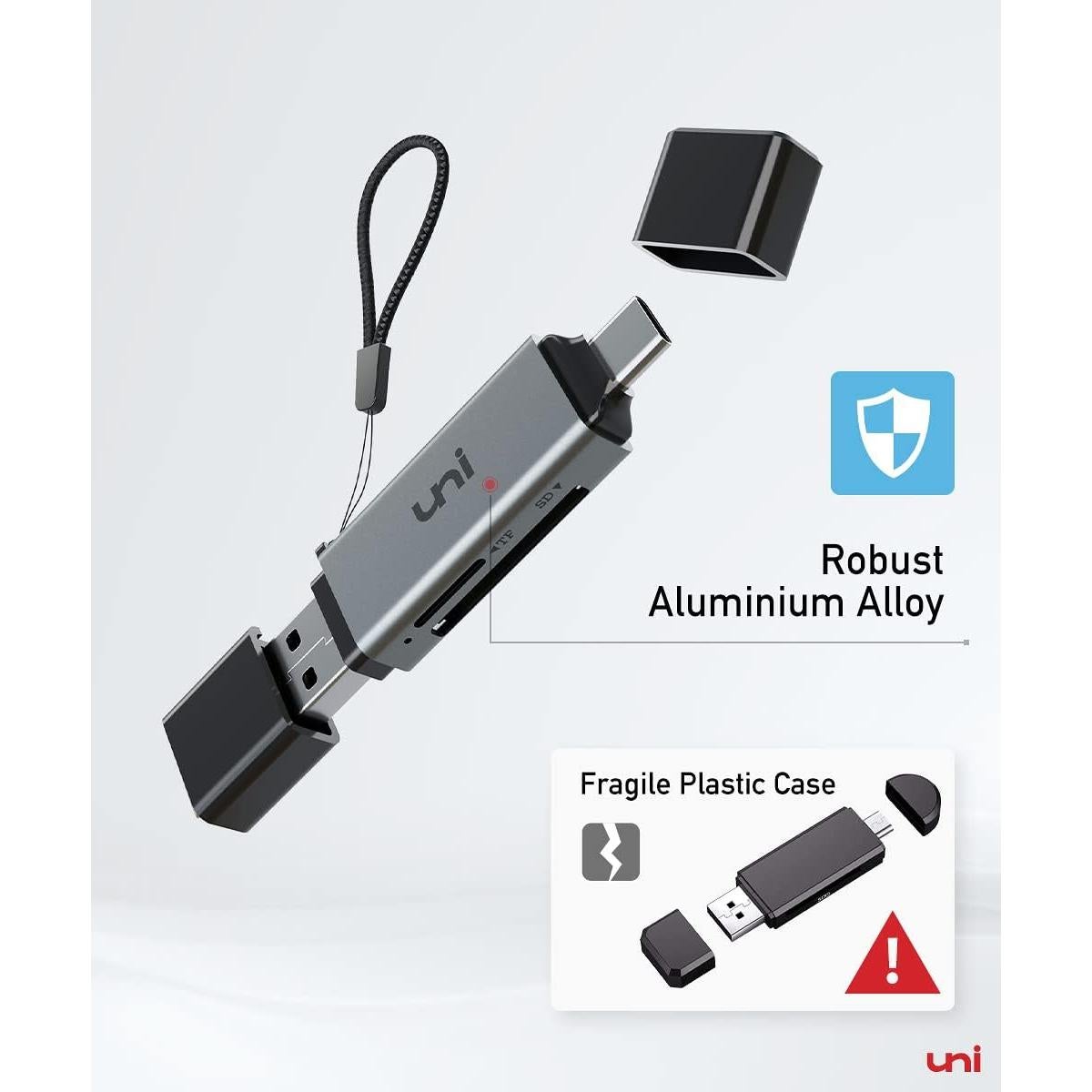 Lector de Tarjeta SD uni USB C y Micro SD 2 en 1 Alta Velocidad