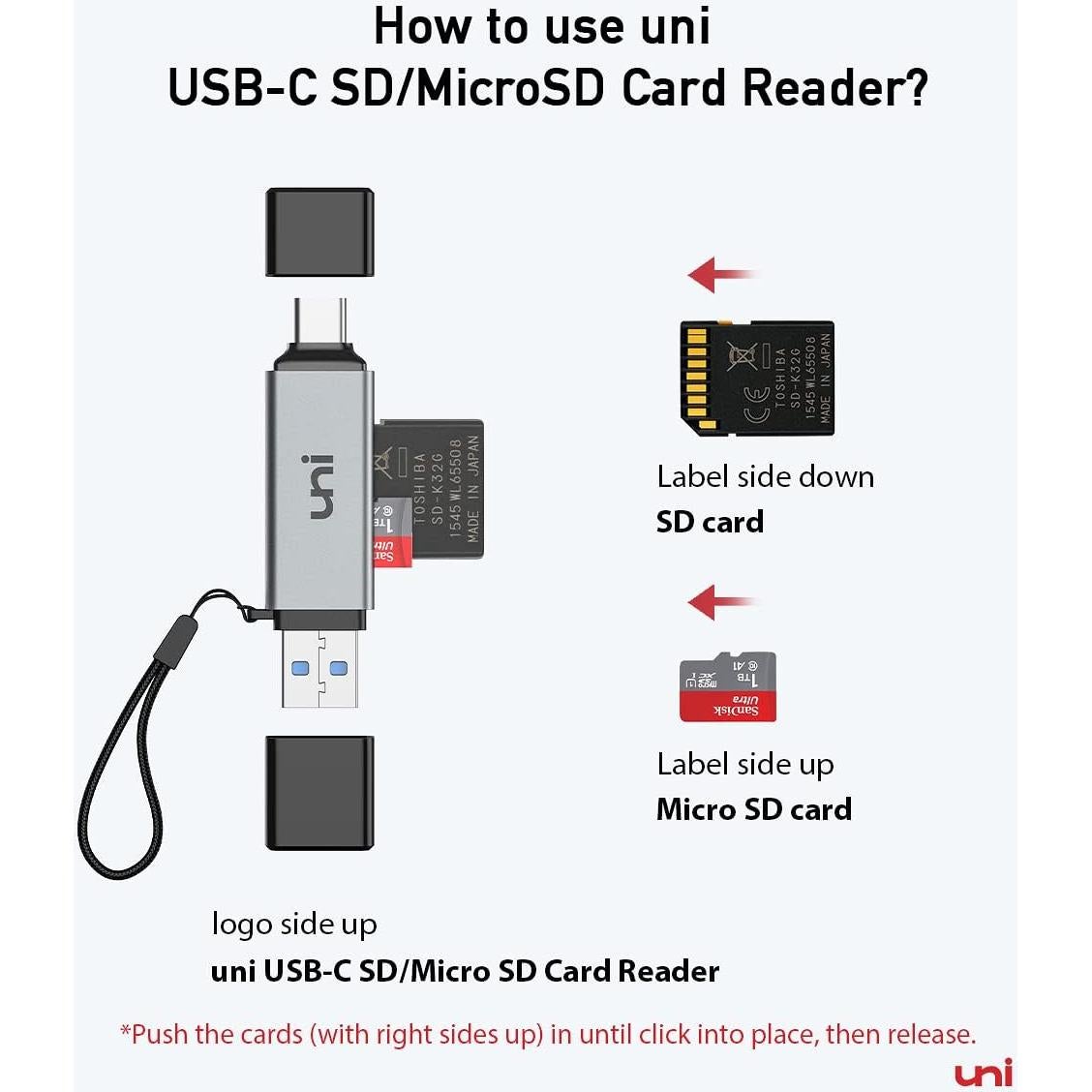 Lector de Tarjeta SD uni USB C y Micro SD 2 en 1 Alta Velocidad