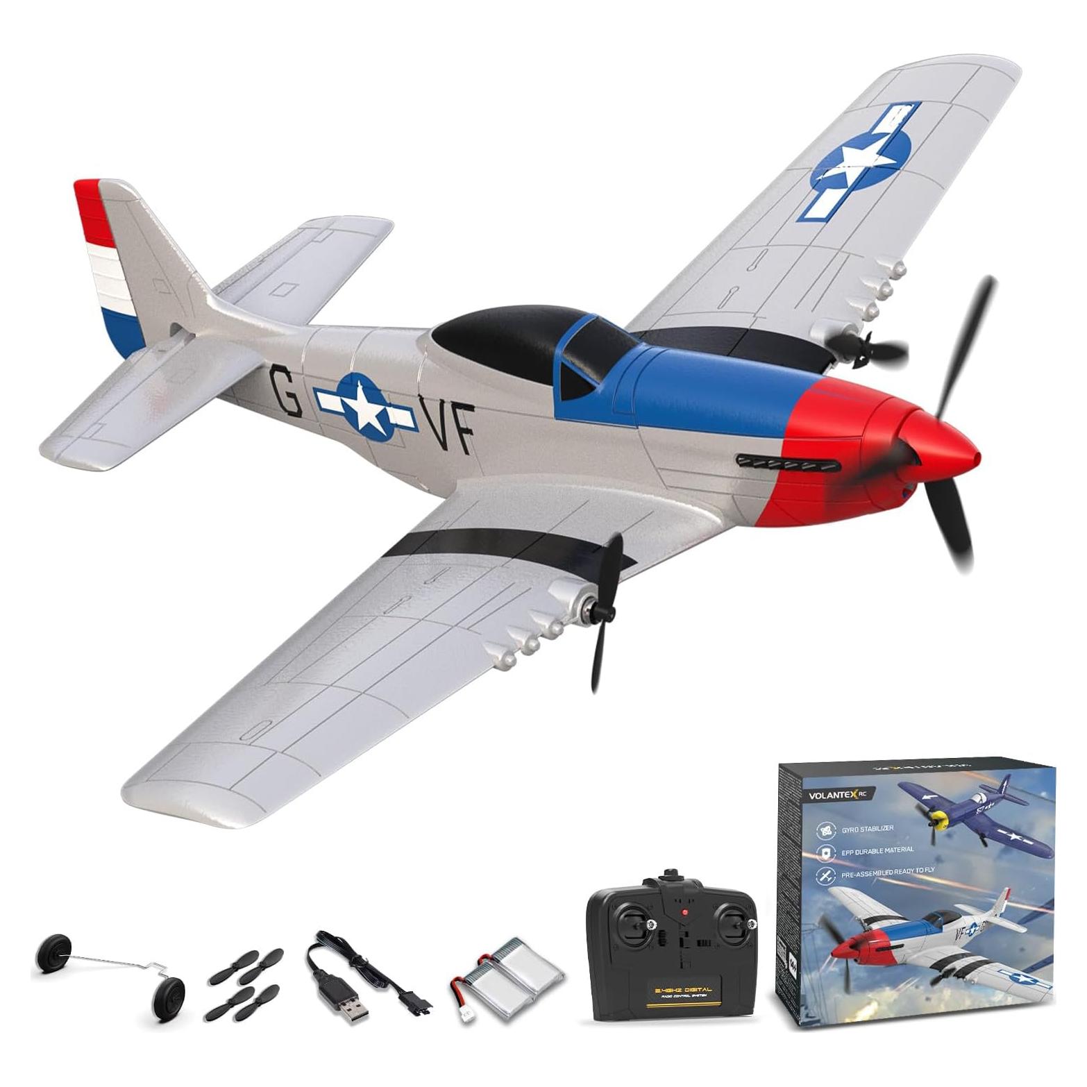 Avión RC VOLANTEXRC P-51D Mustang 3 Canales 6 Ejes