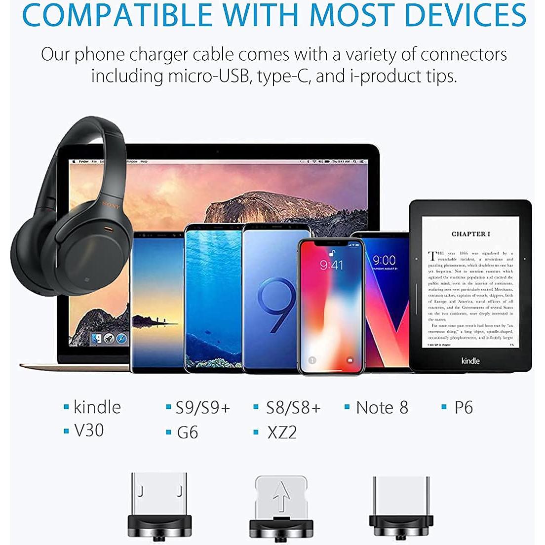 Cable de Carga Magnético Terasako 5-Pack 0.91-3.05 m Negro