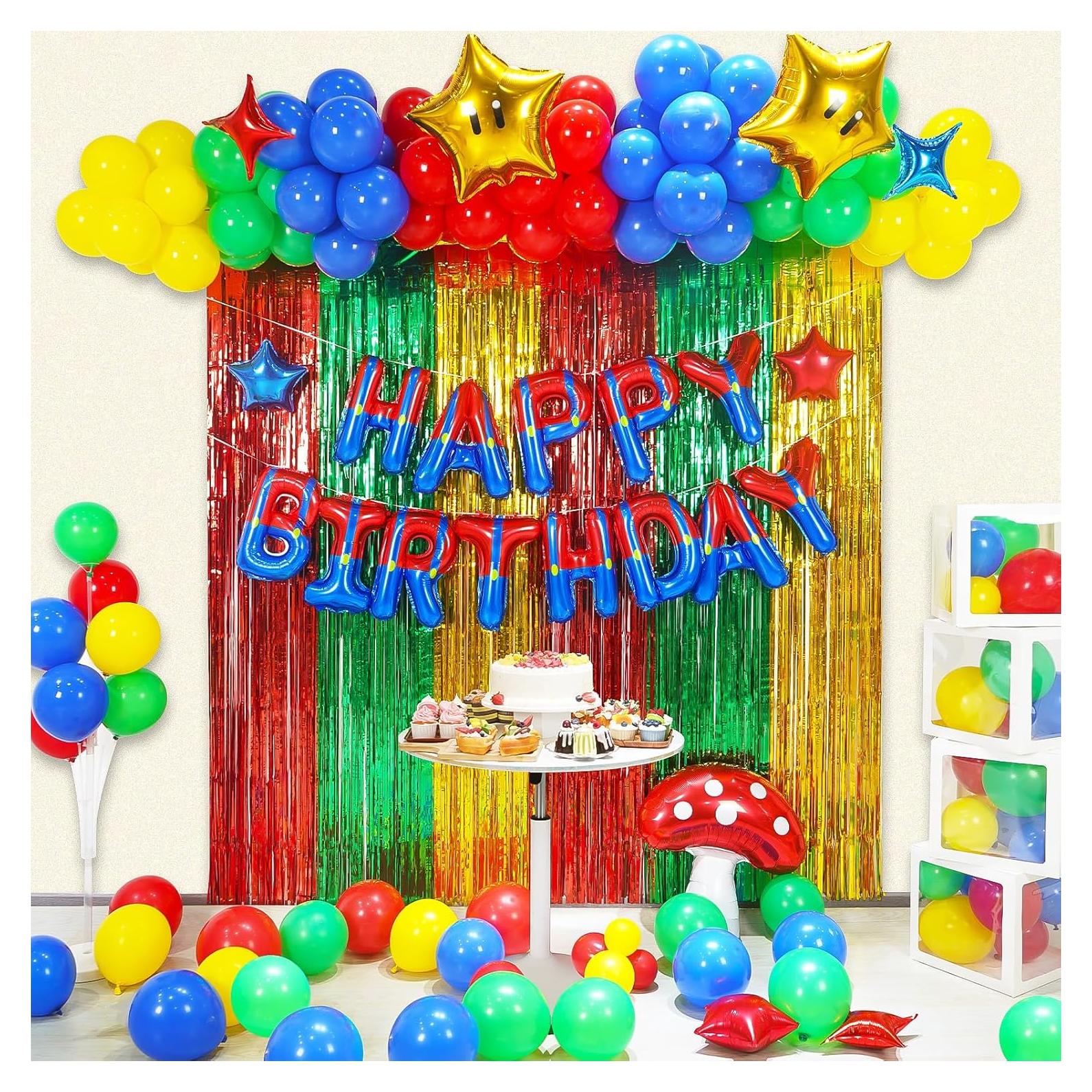 Kit de Decoración de Fiesta de Cumpleaños Super Bros GoGoGoodie 118 Piezas