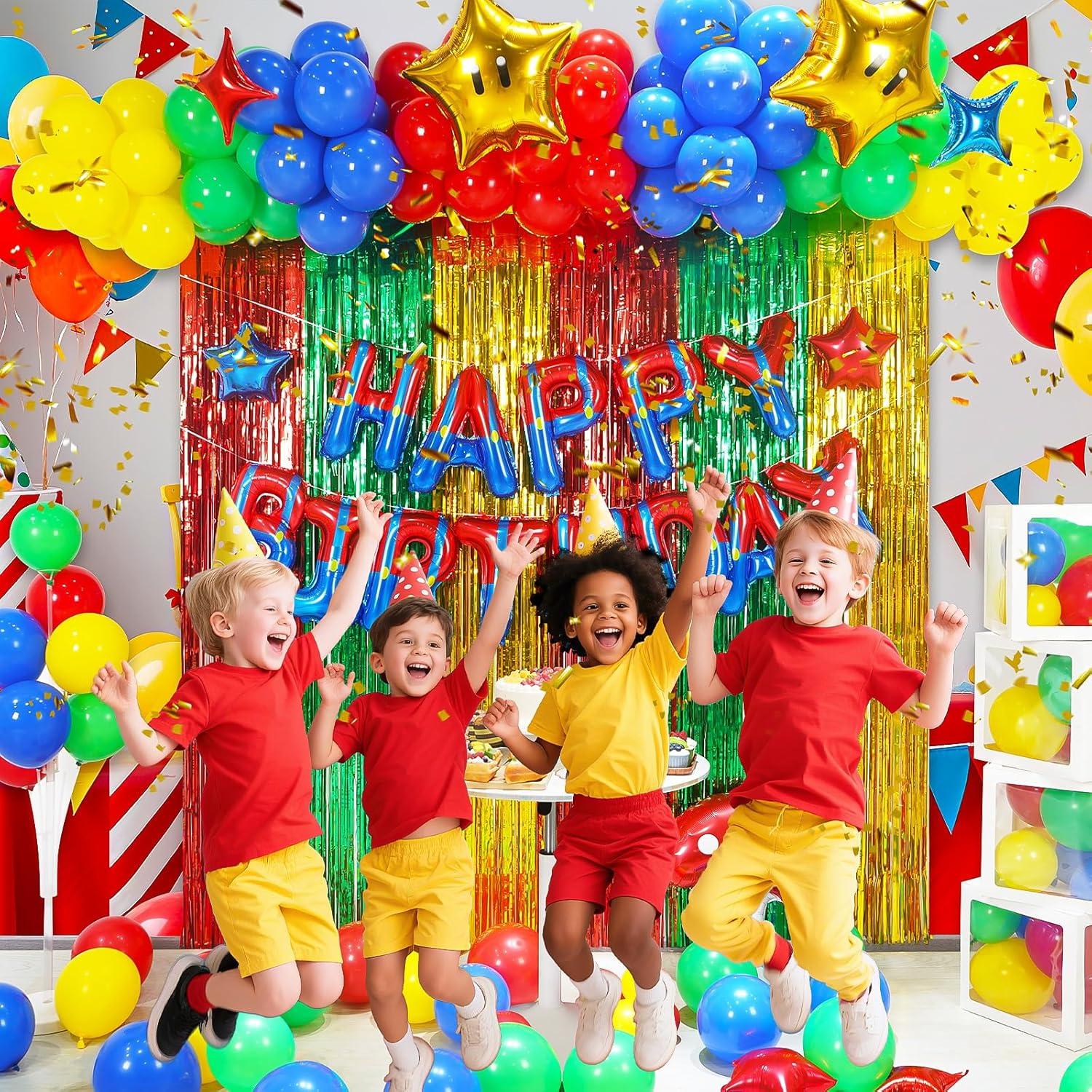 Kit de Decoración de Fiesta de Cumpleaños Super Bros GoGoGoodie 118 Piezas