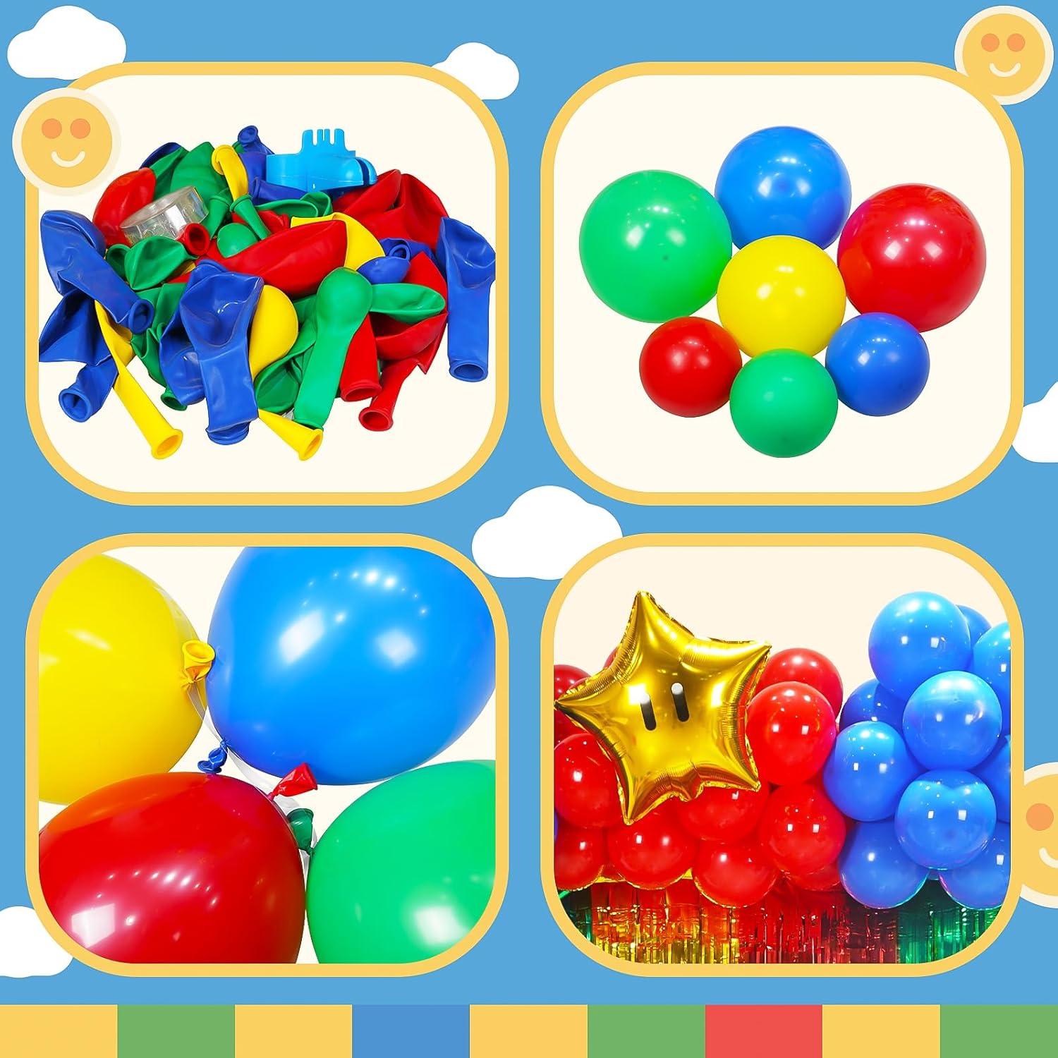 Kit de Decoración de Fiesta de Cumpleaños Super Bros GoGoGoodie 118 Piezas