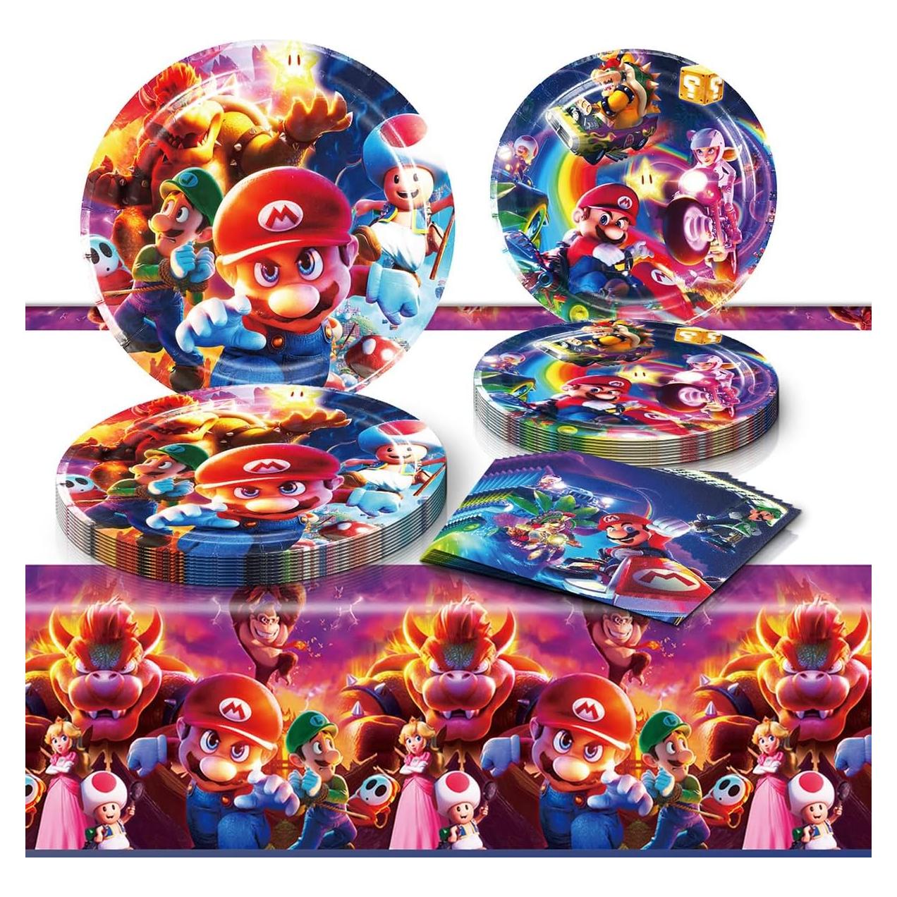 Suministros de Fiesta Mario Move 41 Pack - 20 Platos y 20 Servilletas