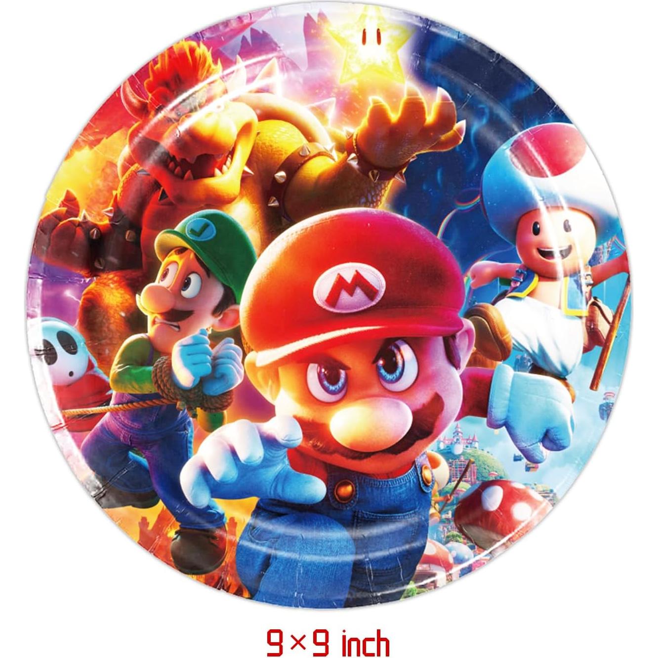 Suministros de Fiesta Mario Move 41 Pack - 20 Platos y 20 Servilletas