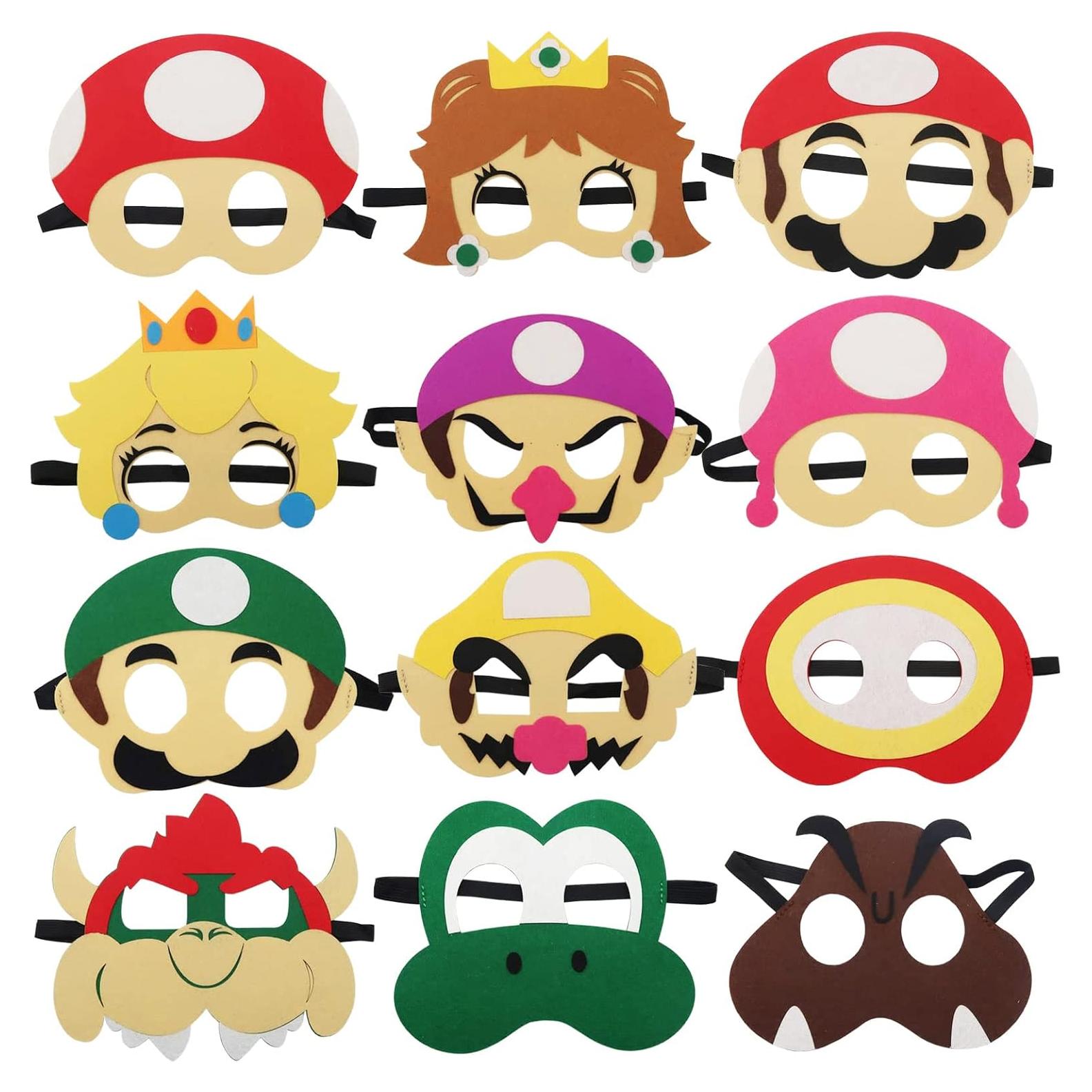 12 Máscaras de Fieltro para Niños Corpower - Fiesta y Cumpleaños