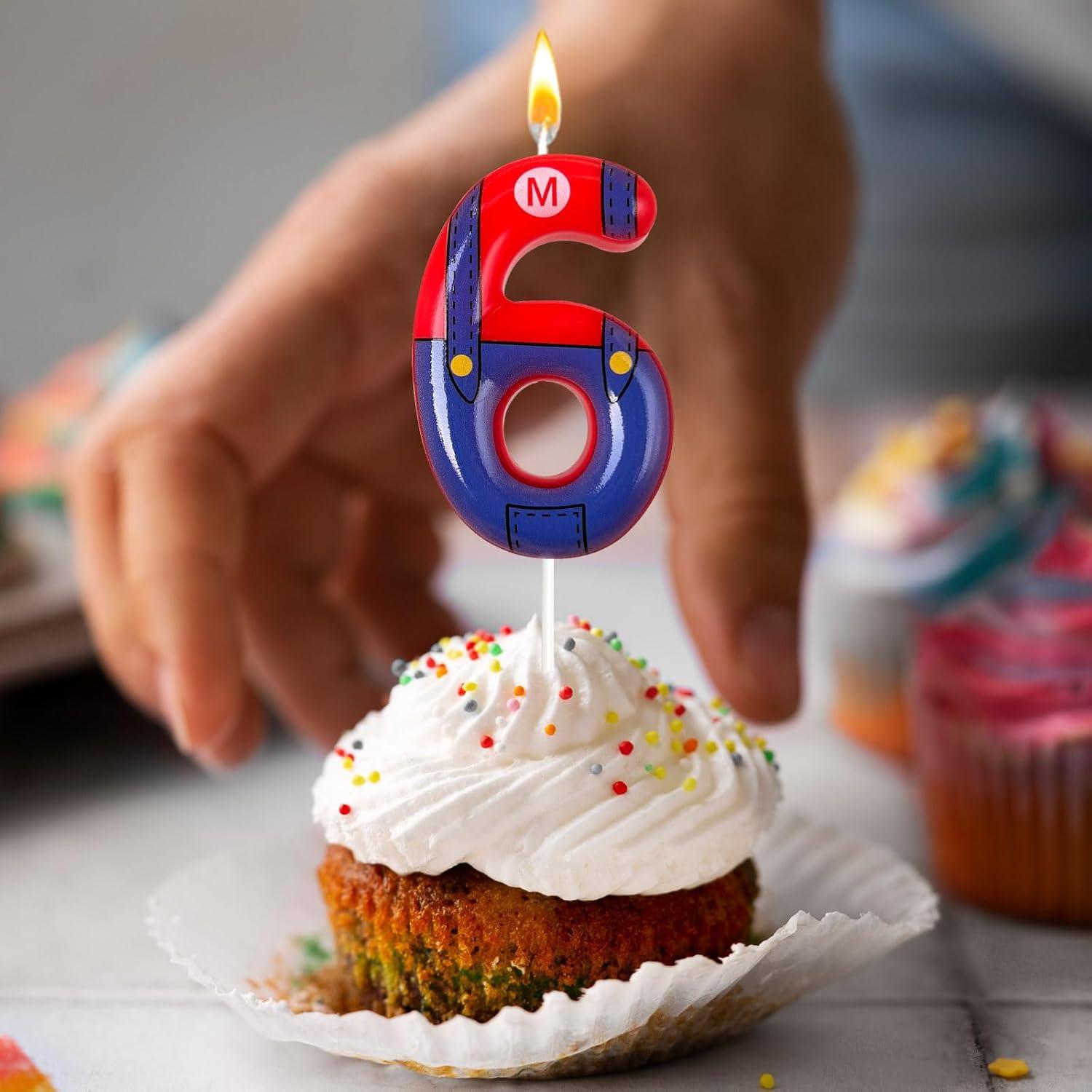 Velas de Cumpleaños Rojas y Azules WQINX - 6 Unidades