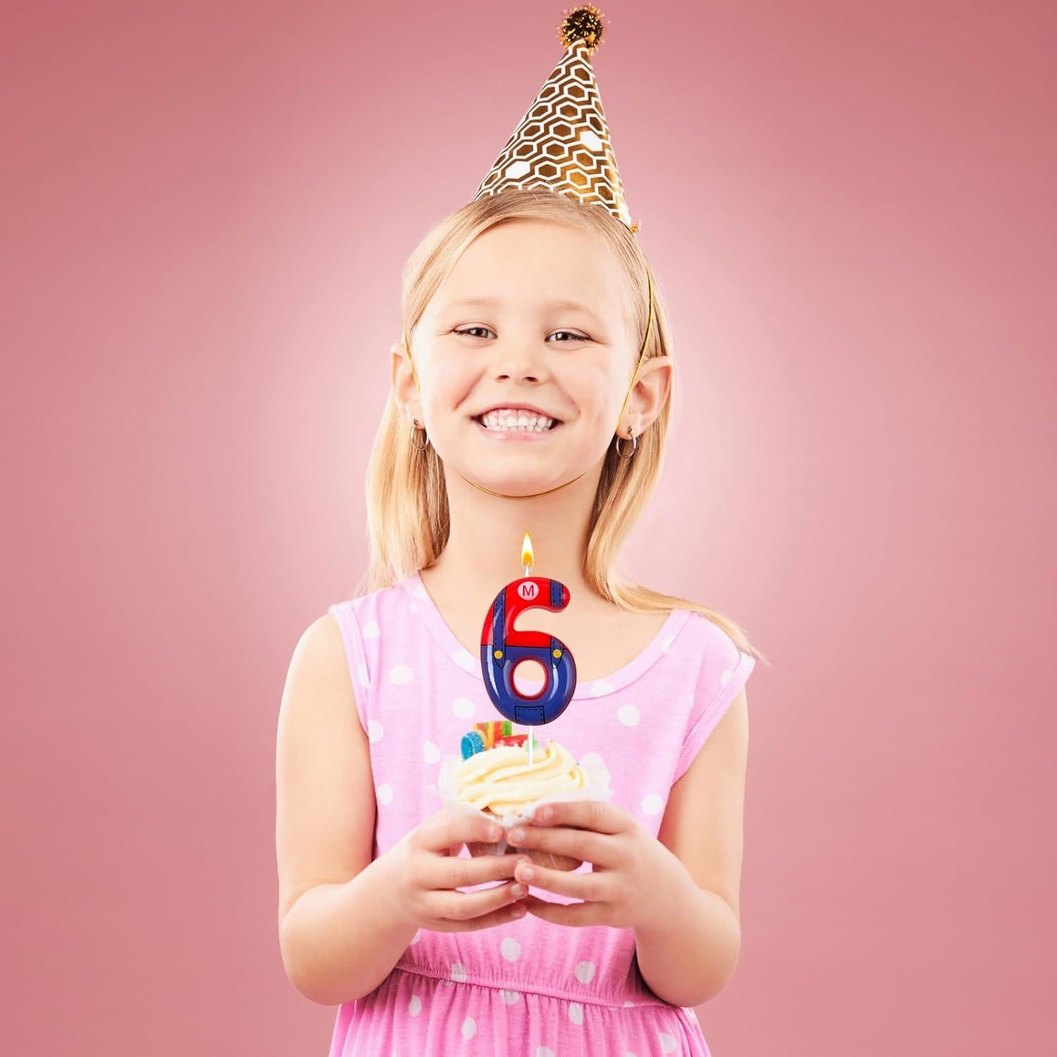 Velas de Cumpleaños Rojas y Azules WQINX - 6 Unidades