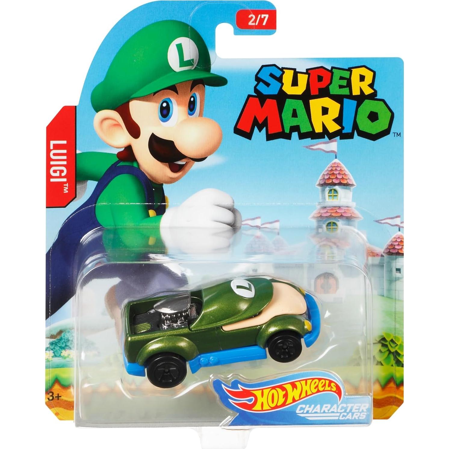 Vehículo Luigi Hot Wheels Super Mario 1:64 27g