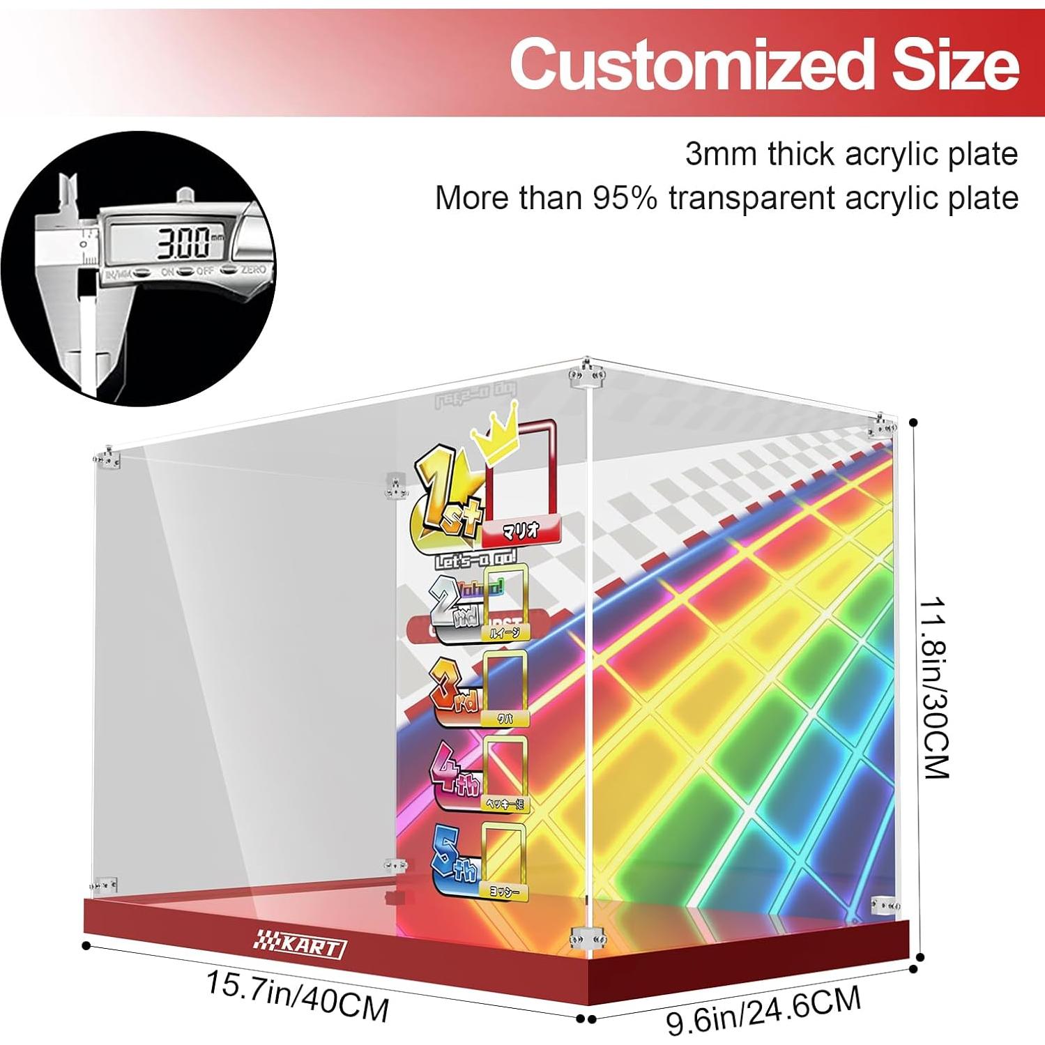 Caja de Exhibición Acrílica NAOCARD para Lego 72037 Mario Kart