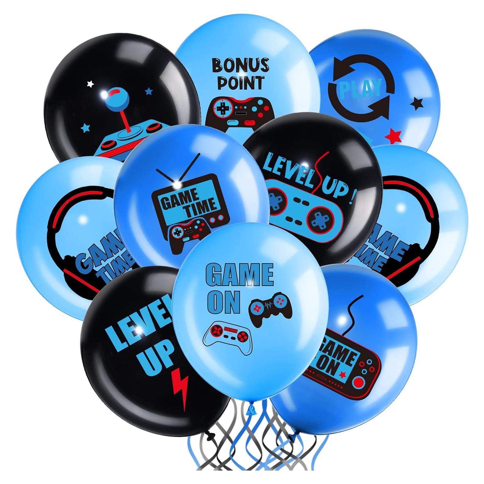 Conjunto de globos de cumpleaños Aoriher 36 piezas videojuegos azul