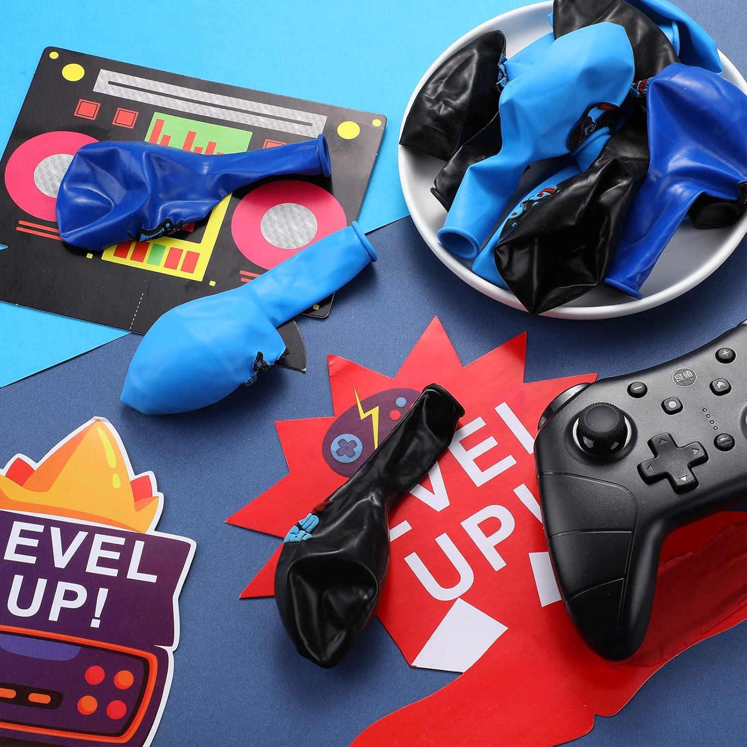 Conjunto de globos de cumpleaños Aoriher 36 piezas videojuegos azul