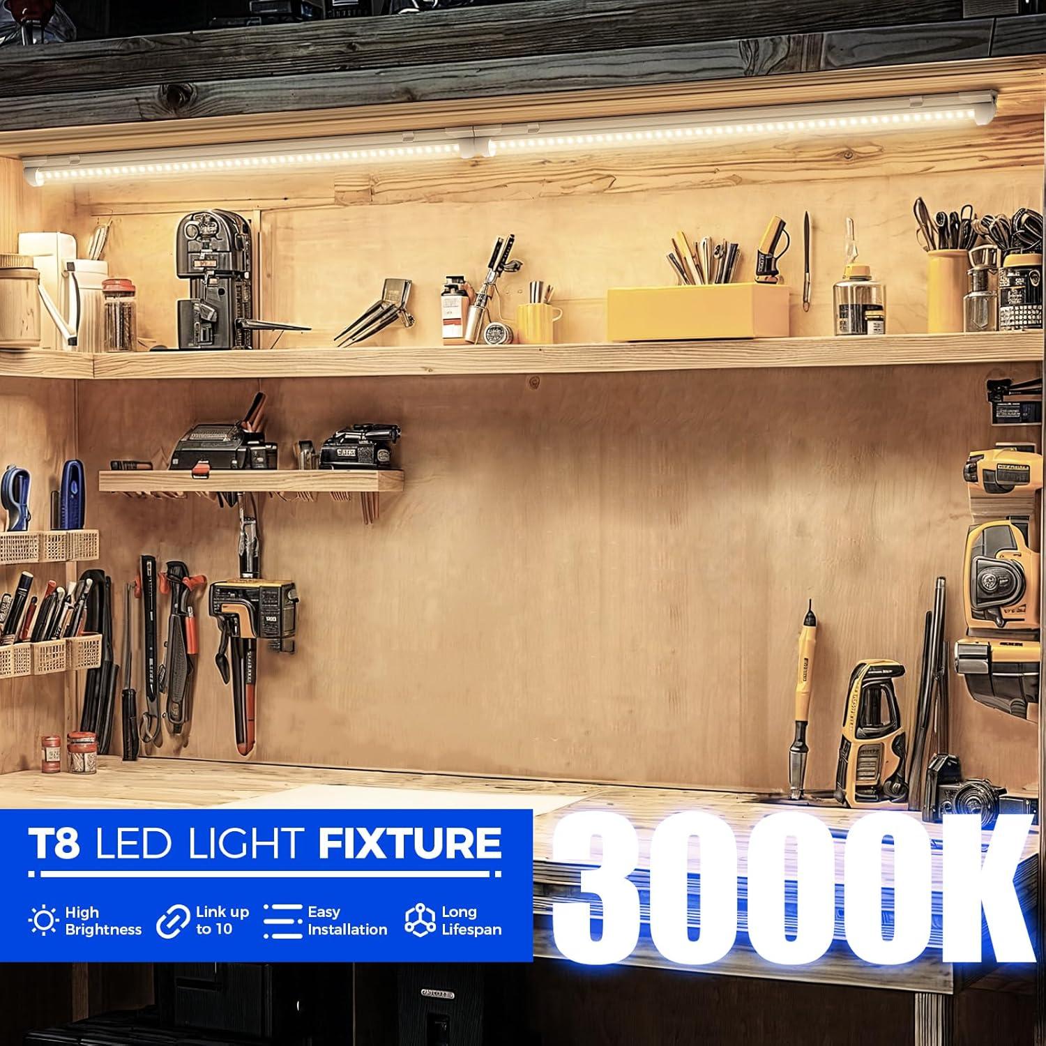 Luz de Taller LED Barrina 2FT 20W 3000K 3000LM 2 Paquetes