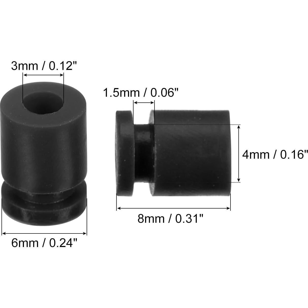 Bolas de Goma Antivibración MECCANIXITY M3x8mm - 24 Pcs