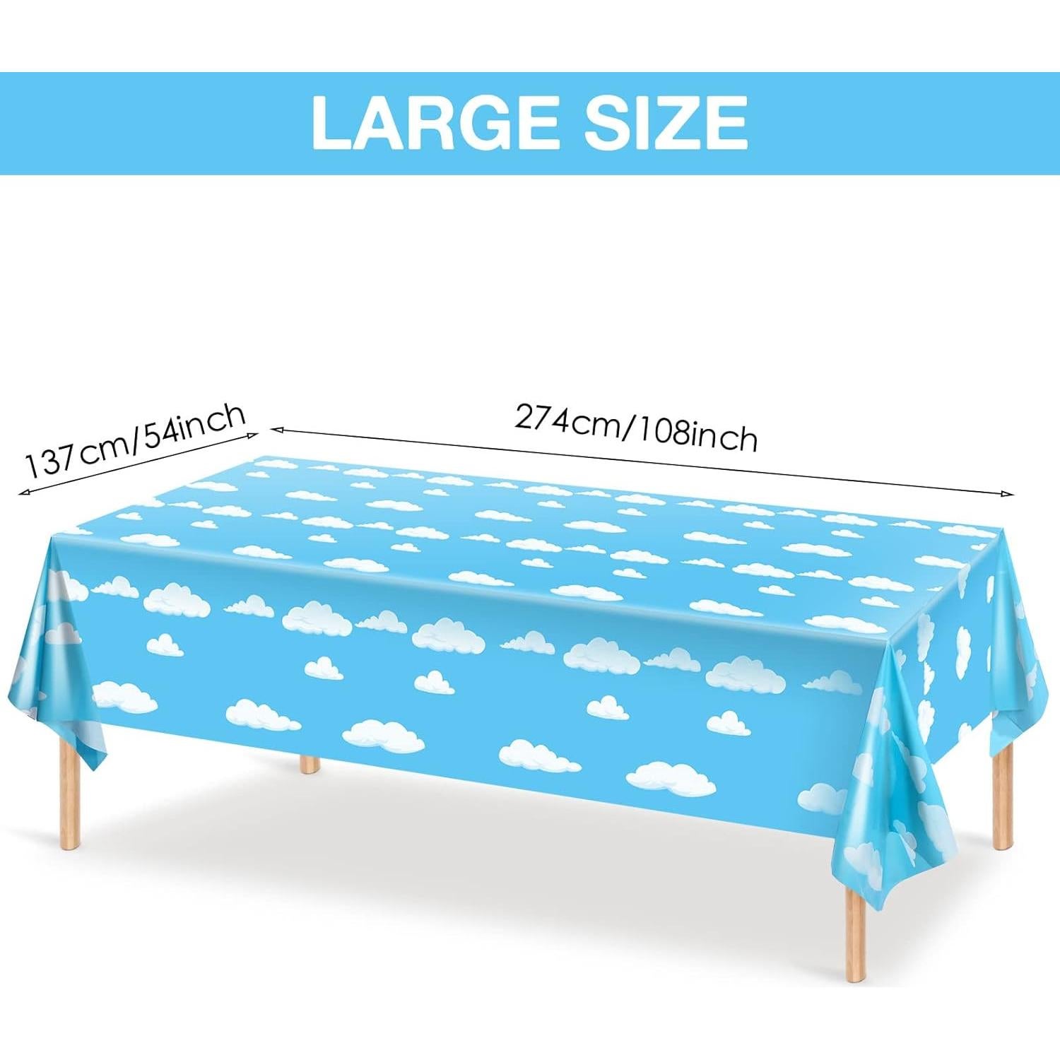 Mantel de Fiesta Tatuo Cielo Azul Nubes Blancas 137x274cm