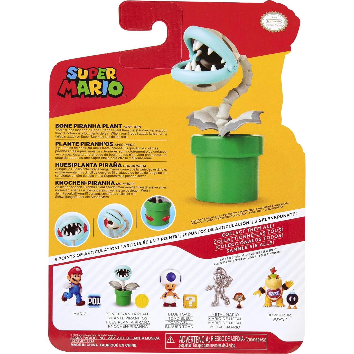 Figura de Acción Super Mario Hueso Piranha 10 cm Articulada