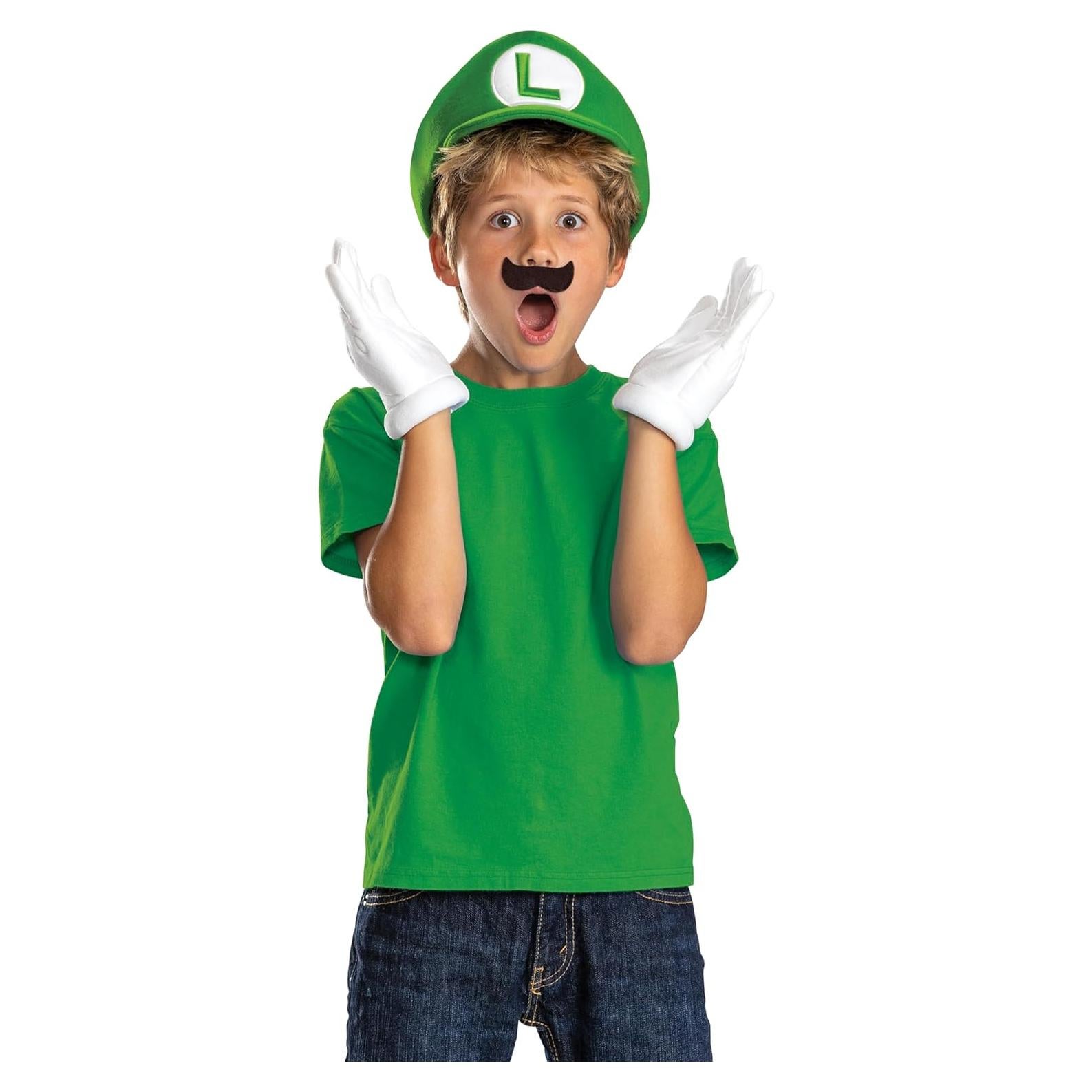 Kit Disfraz Luigi Niños - Gorro, Guantes y Bigote Disguise
