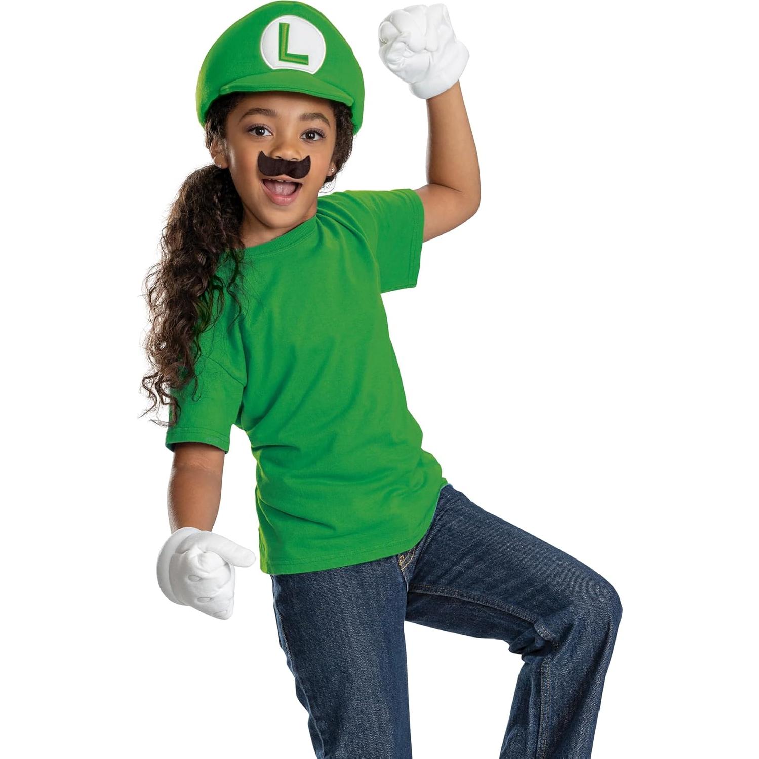 Kit Disfraz Luigi Niños - Gorro, Guantes y Bigote Disguise