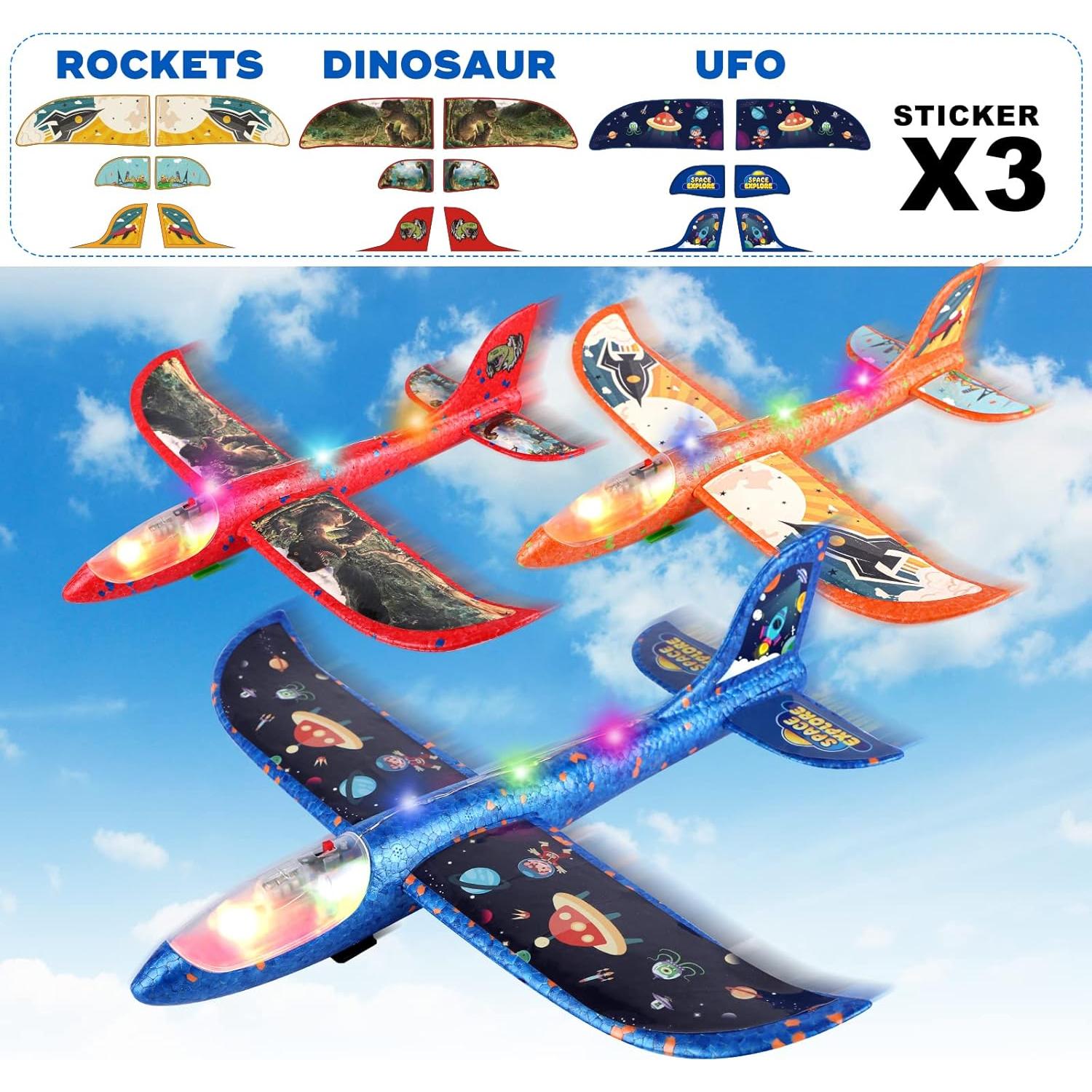 Paquete de 3 Lanzadores de Aviones de Espuma Onysurui LED