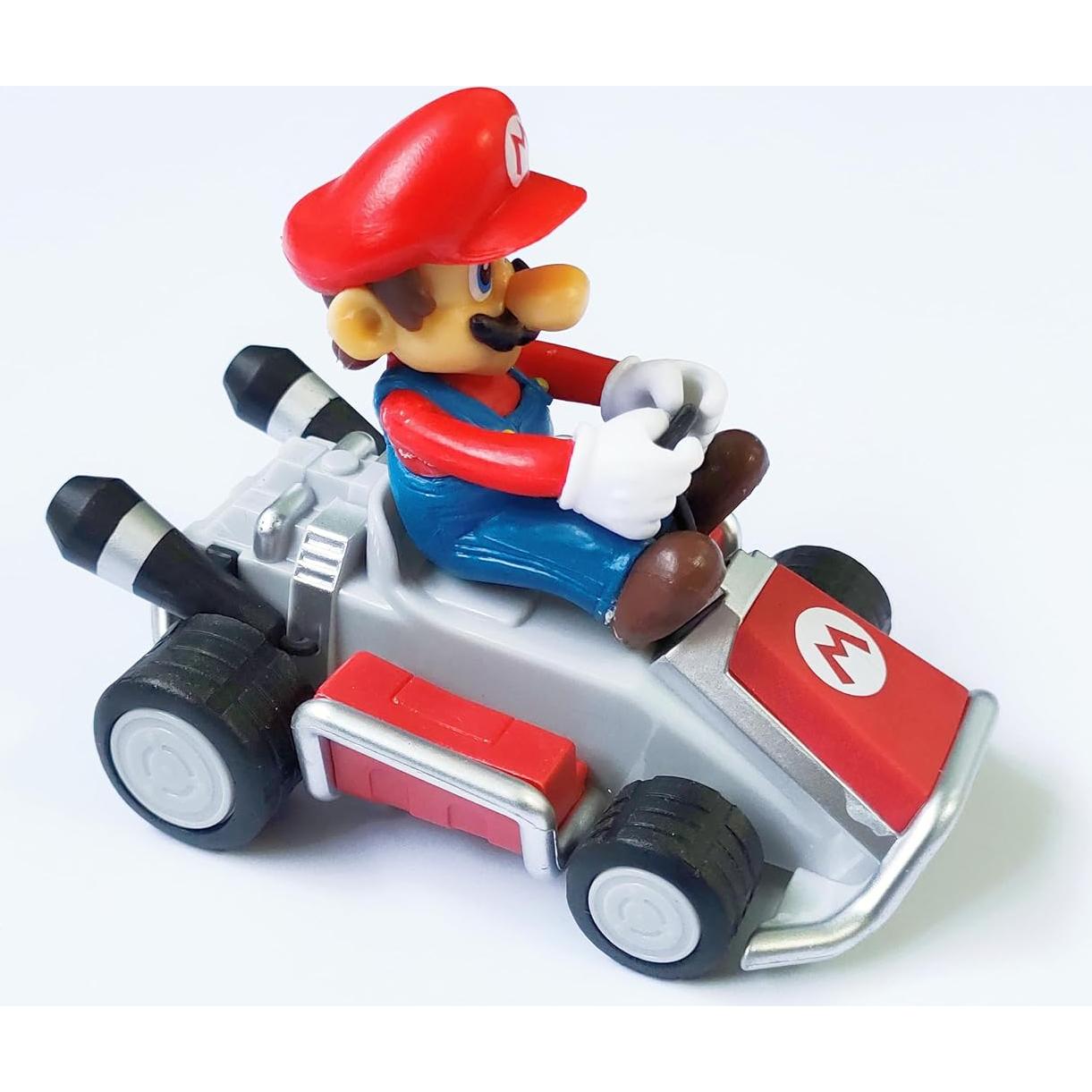 6 Coches de Tirar hacia Atrás Mario Bros - PVC 12cm
