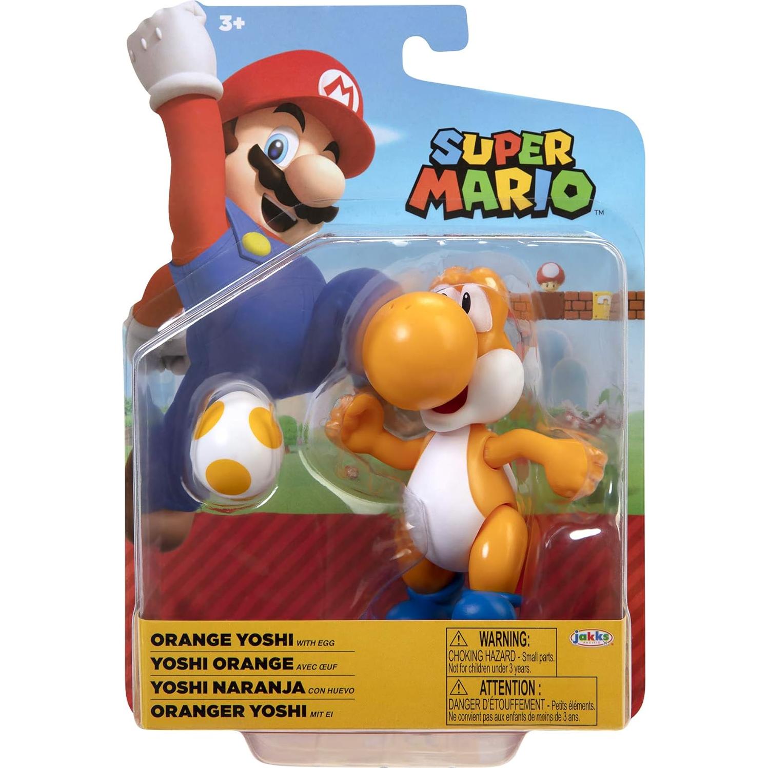 Figura de Acción Super Mario Yoshi Naranja 10 cm con Accesorio