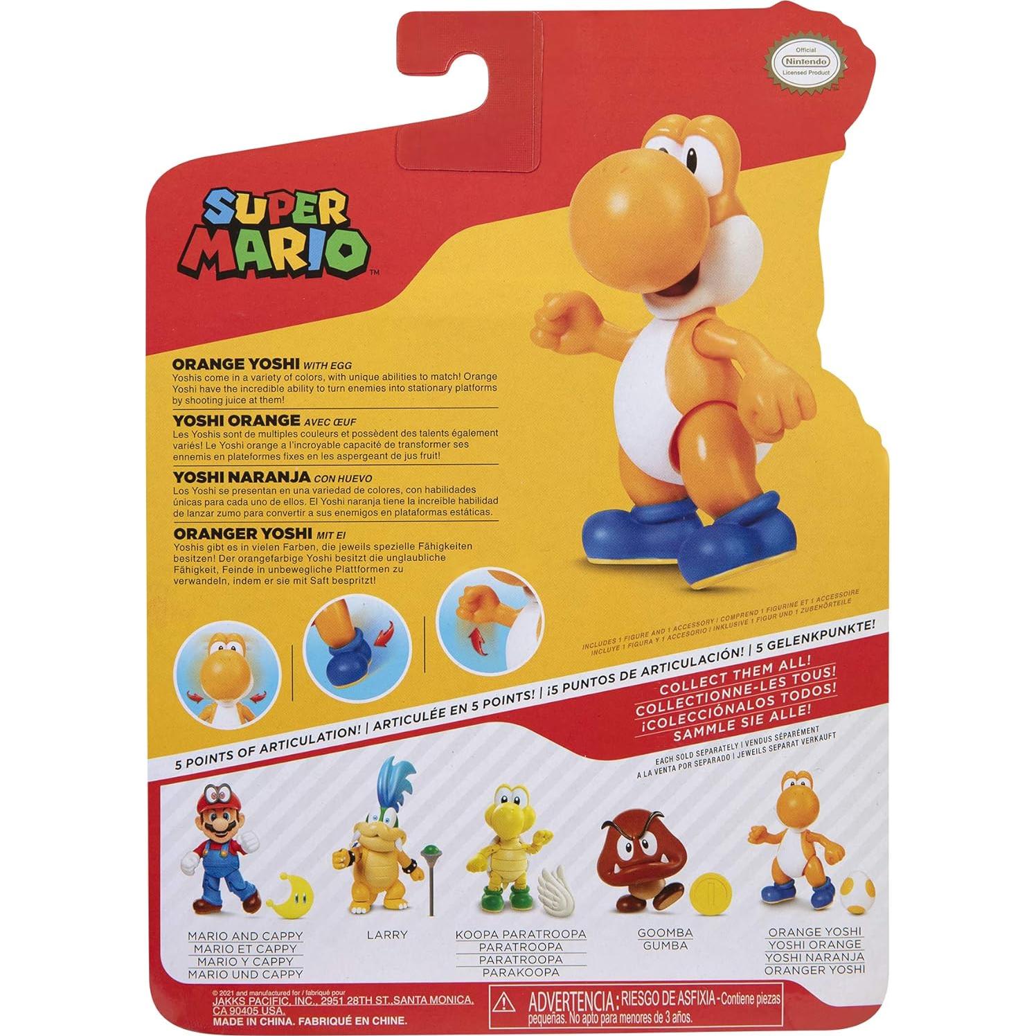 Figura de Acción Super Mario Yoshi Naranja 10 cm con Accesorio