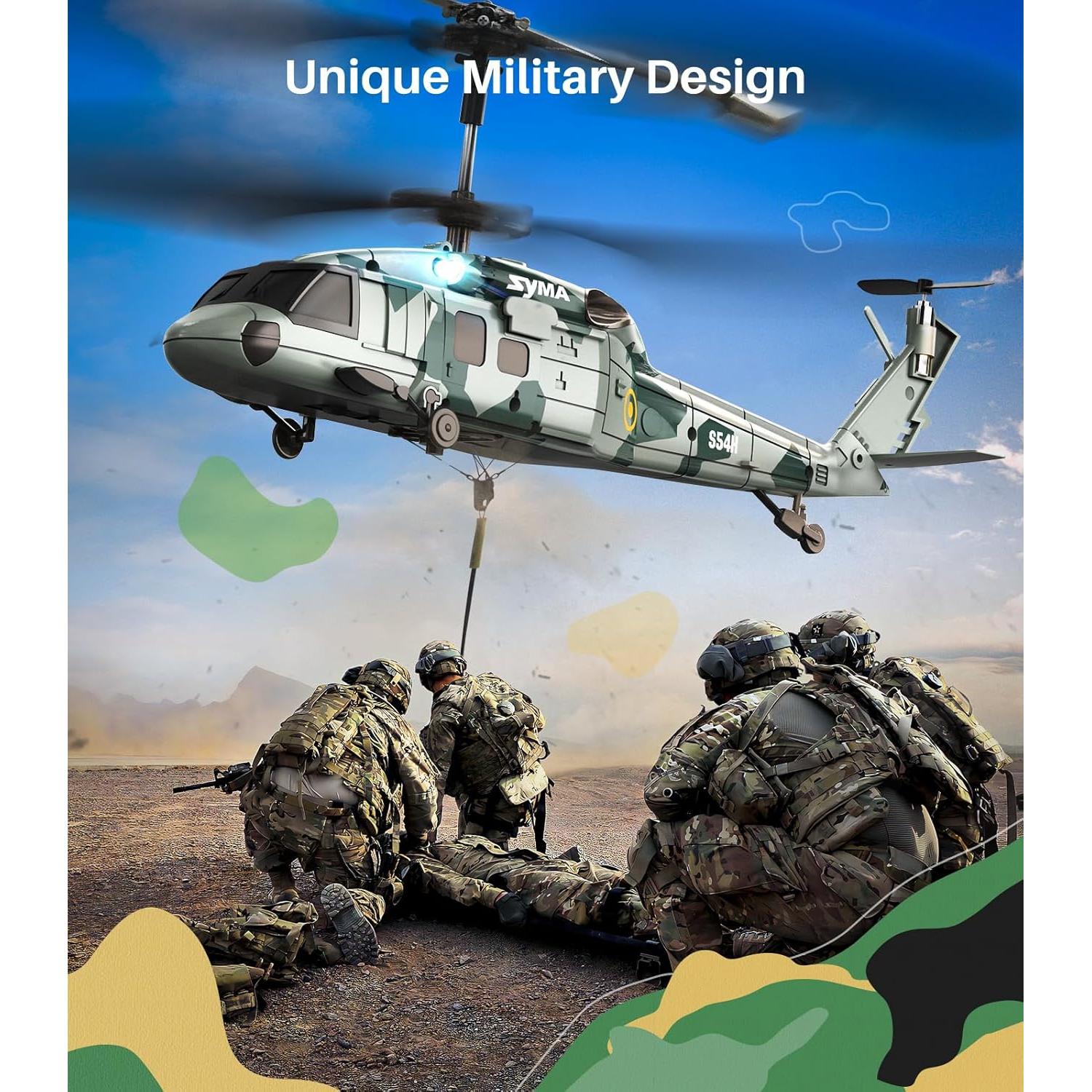 Helicóptero RC SYMA S54H Militar para Niños 22.5x5x9cm