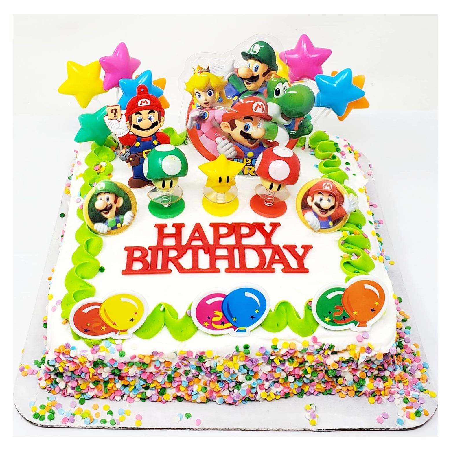 Juego de Adornos para Pastel Mario - 7 Piezas Temáticas