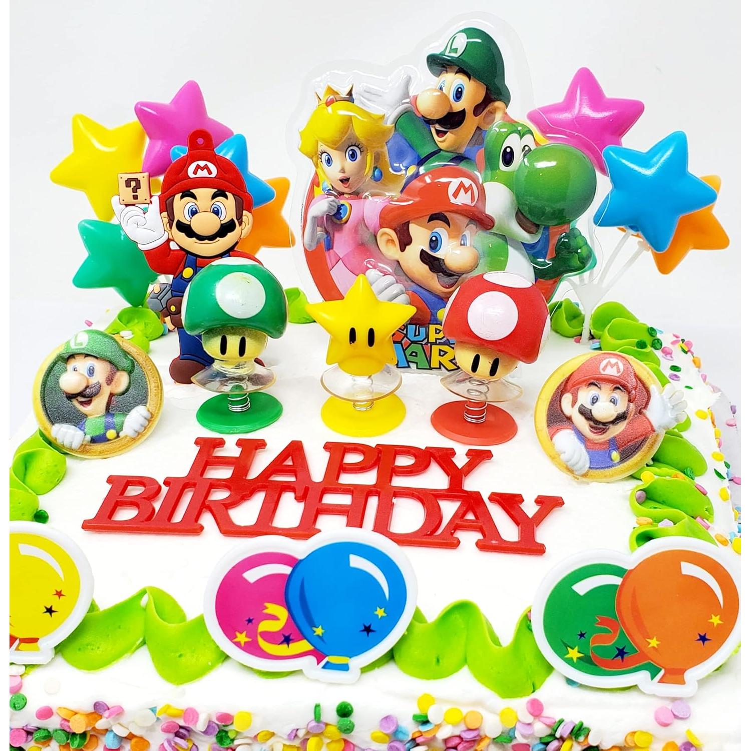 Juego de Adornos para Pastel Mario - 7 Piezas Temáticas