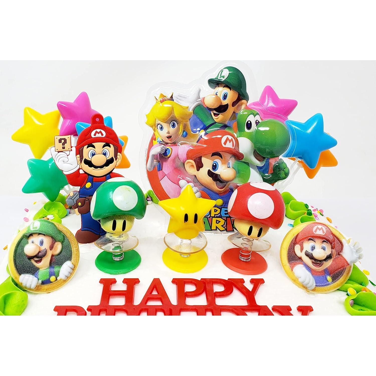 Juego de Adornos para Pastel Mario - 7 Piezas Temáticas