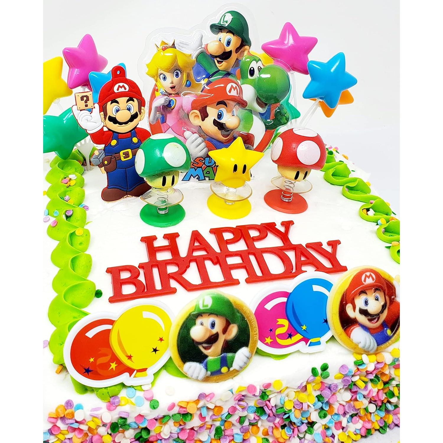 Juego de Adornos para Pastel Mario - 7 Piezas Temáticas