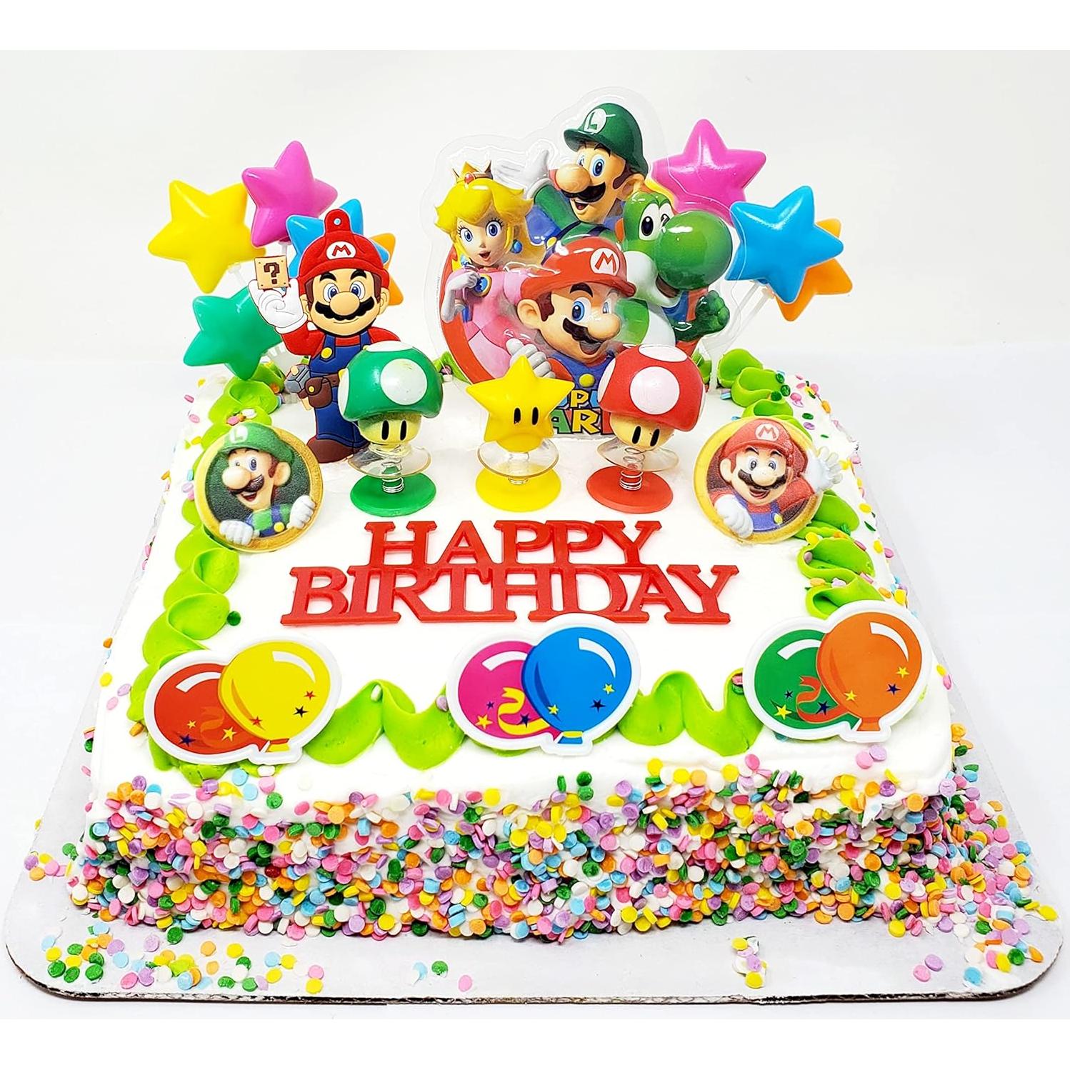 Juego de Adornos para Pastel Mario - 7 Piezas Temáticas