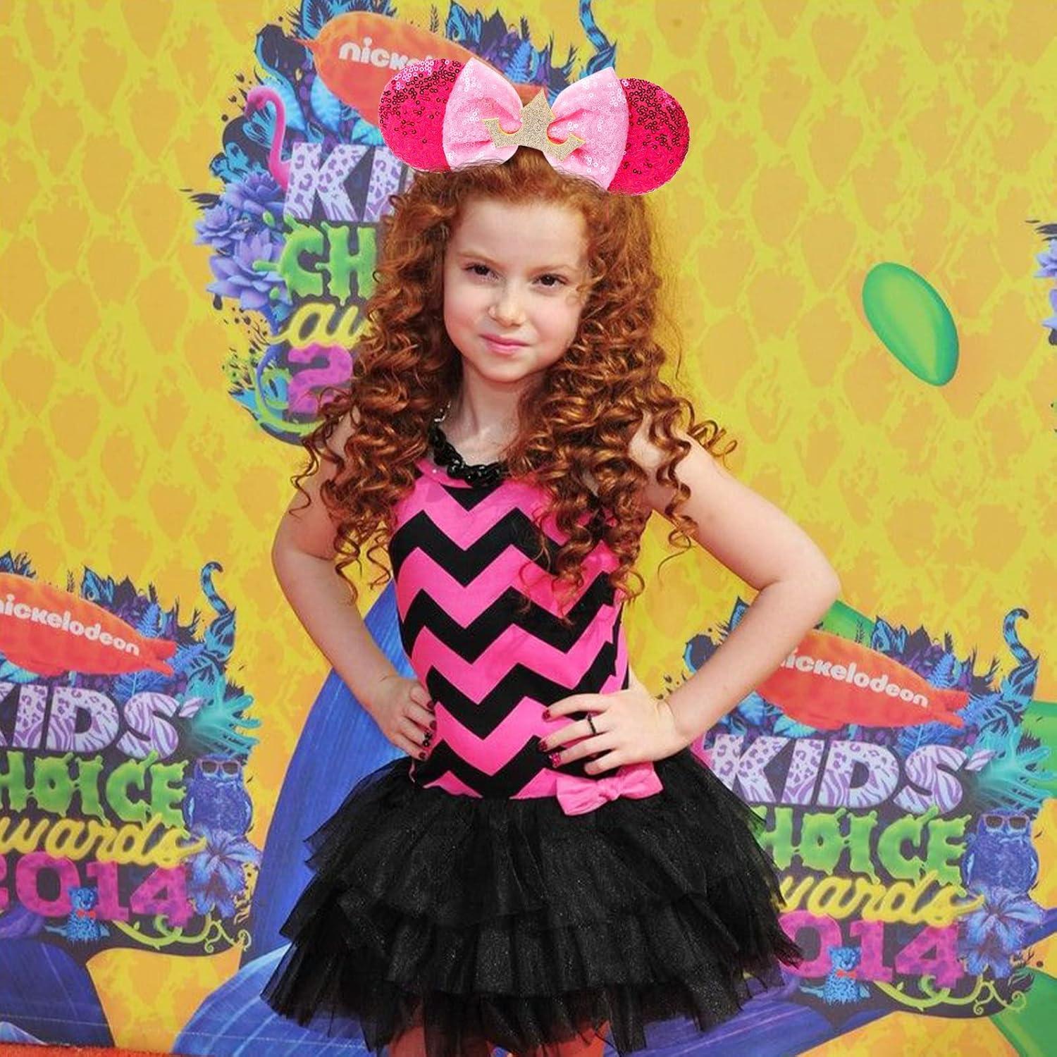 Diadema de Orejas de Ratón Rosa con Lazo Brillante Nuolich