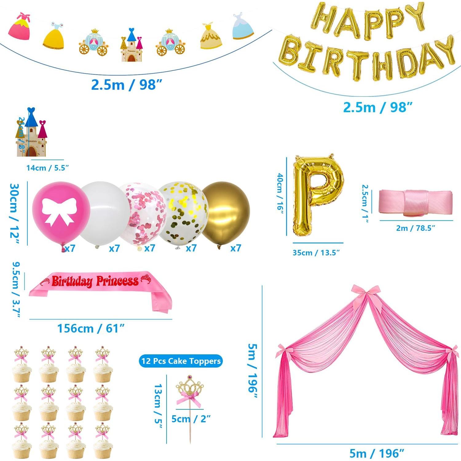 Decoraciones de Fiesta de Princesa Ywediim - Globos y Cortinas