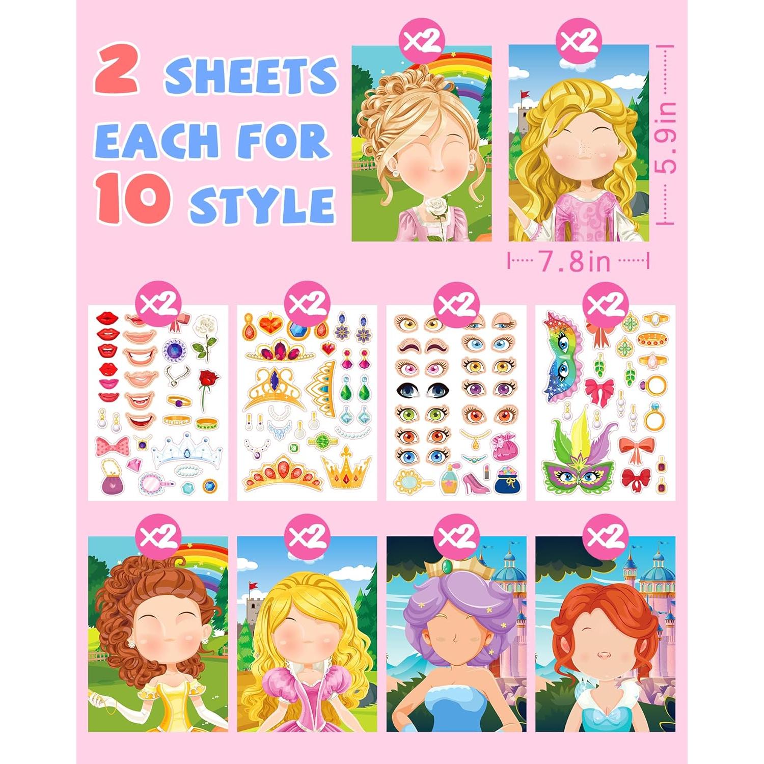 20 Stickers de Princesa Greingways para Manualidades Niños