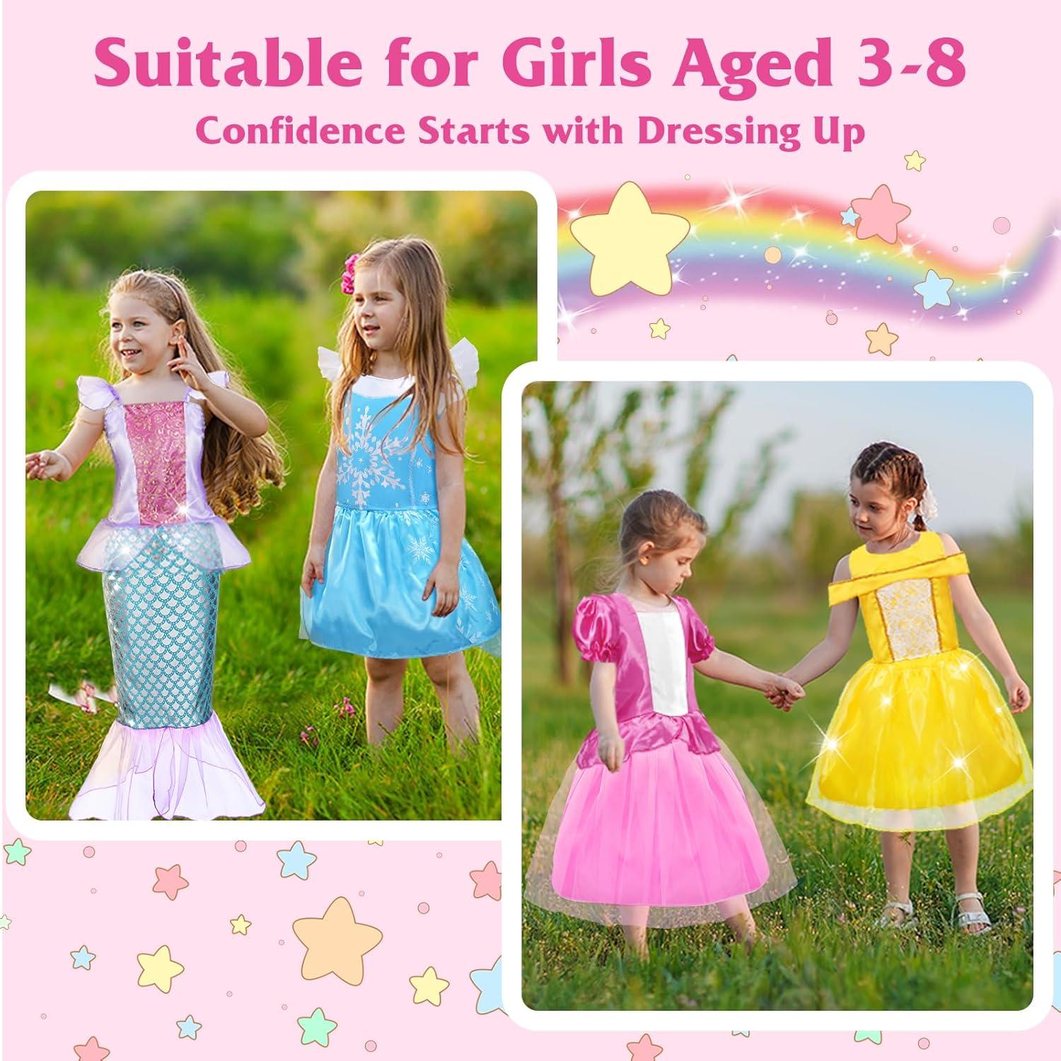 Vestidos de Princesa para Niñas Dulsaera - 4 Disfraces 3 a 8 Años