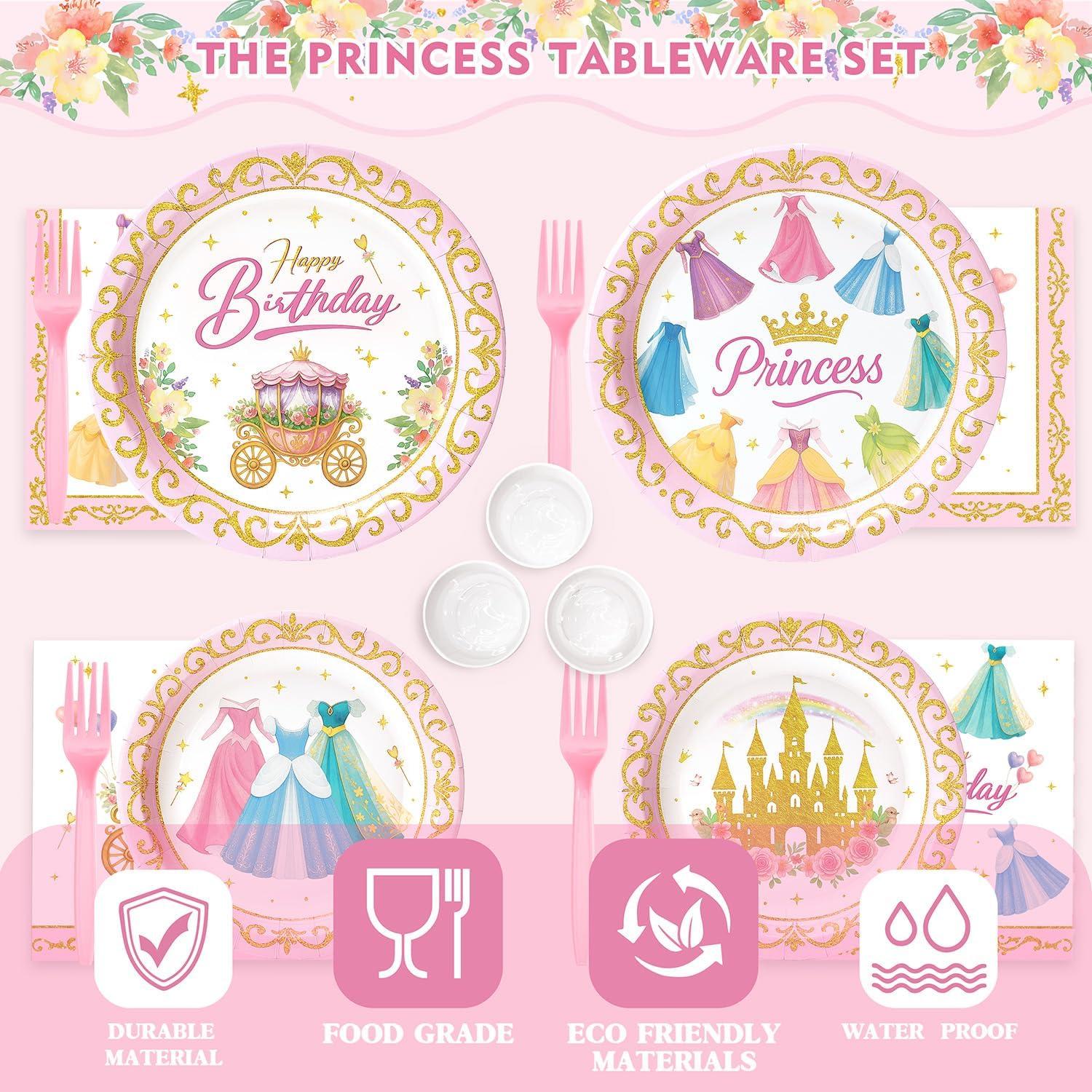 Juego de Vajilla de Fiesta de Princesa Vistico 300 Piezas