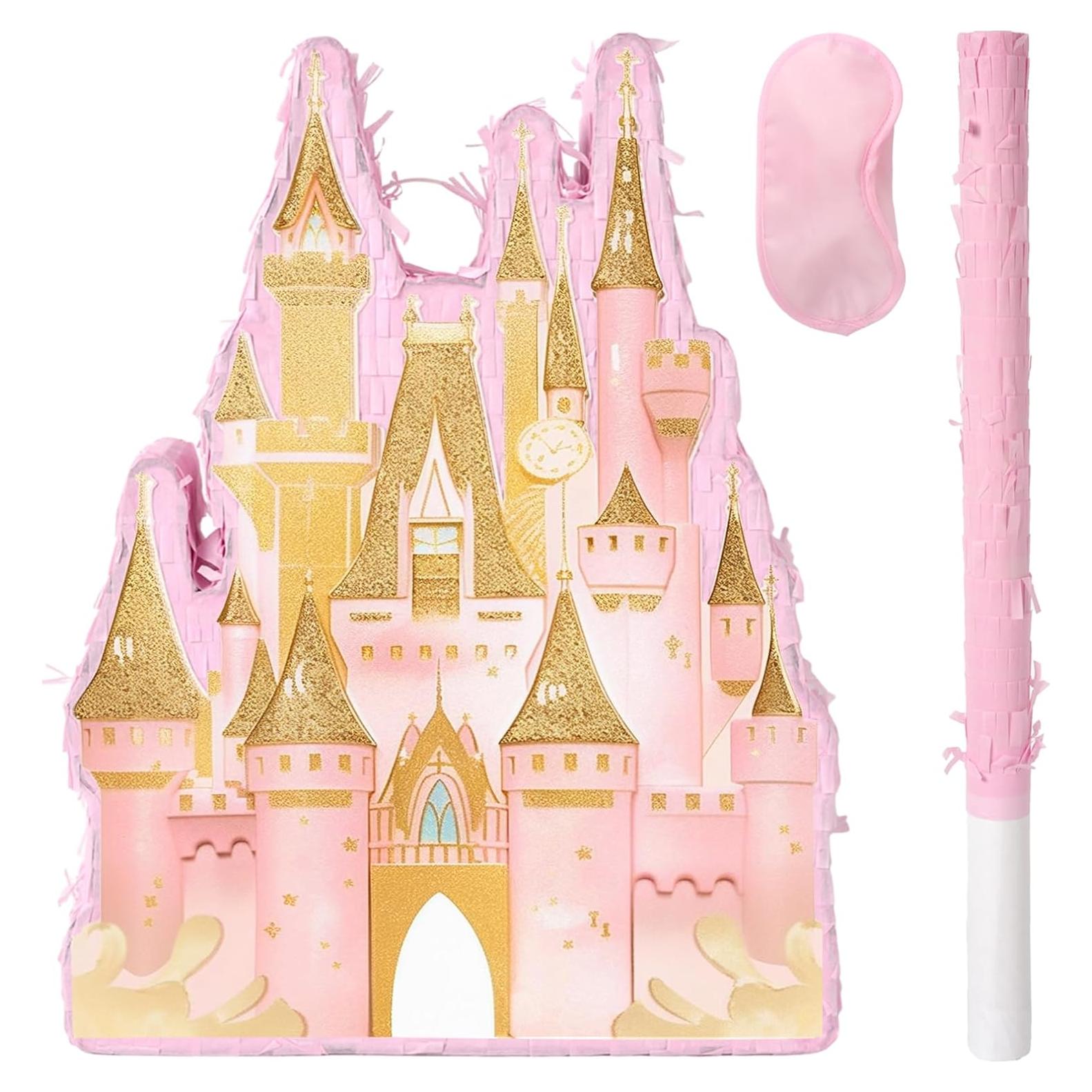 Piñata Castillo de Princesa JOARHONAL - Rosa 42 cm para Cumpleaños