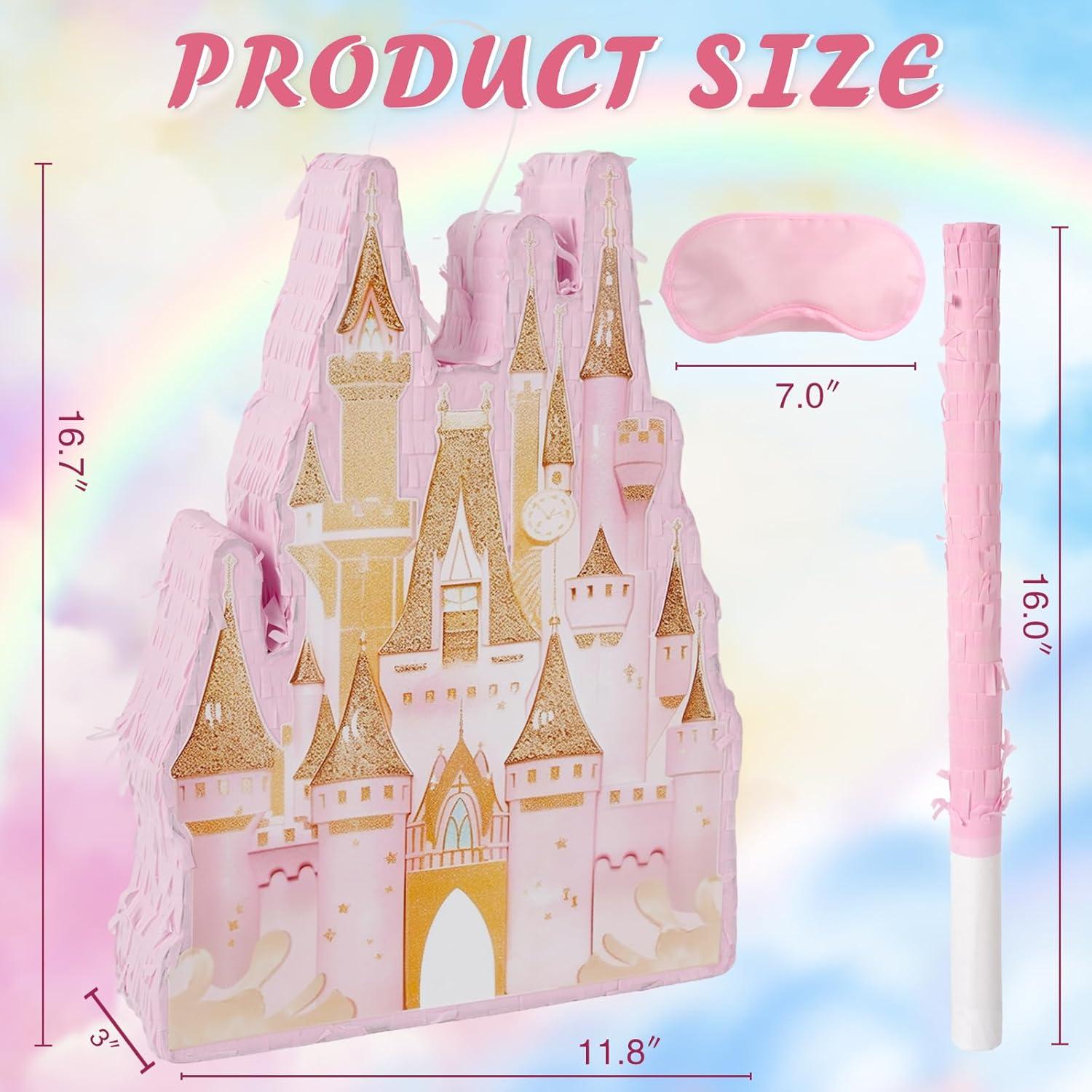 Piñata Castillo de Princesa JOARHONAL - Rosa 42 cm para Cumpleaños