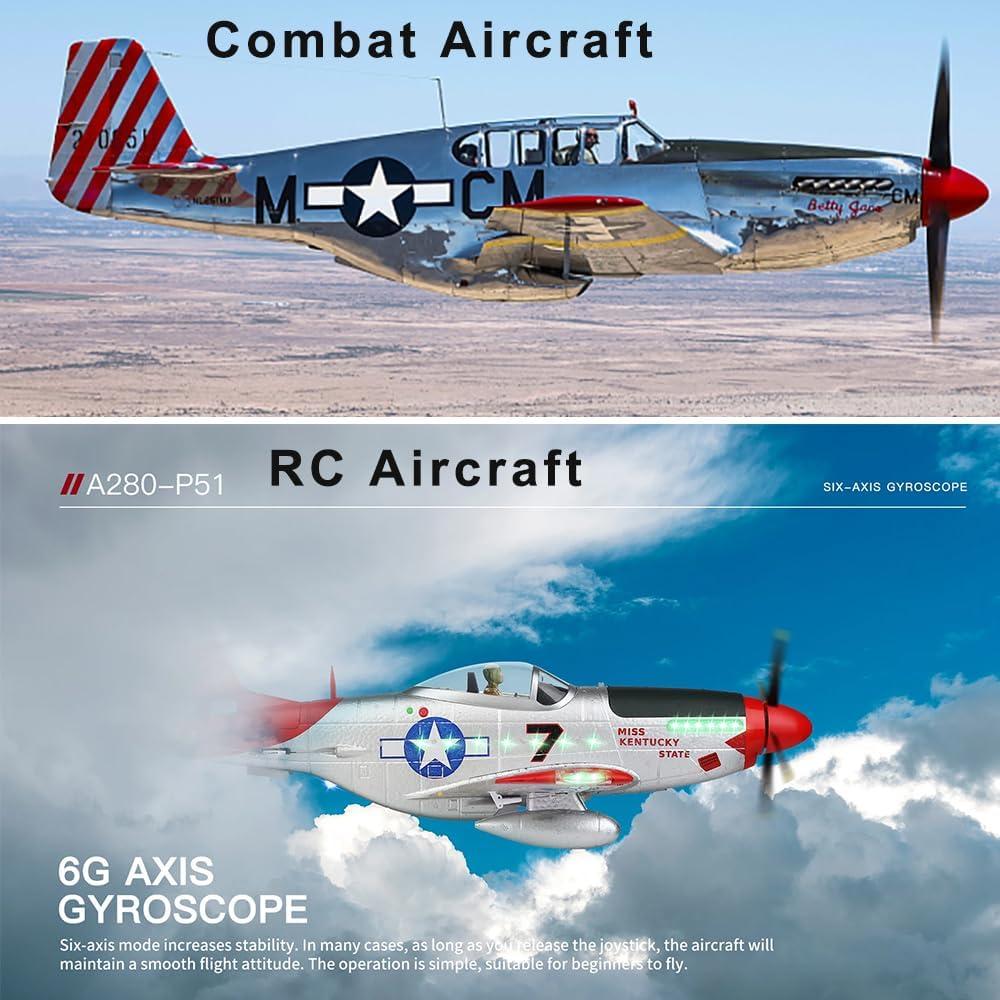 Avión RC P51 Mustang 560mm 4CH con 2 baterías y LED