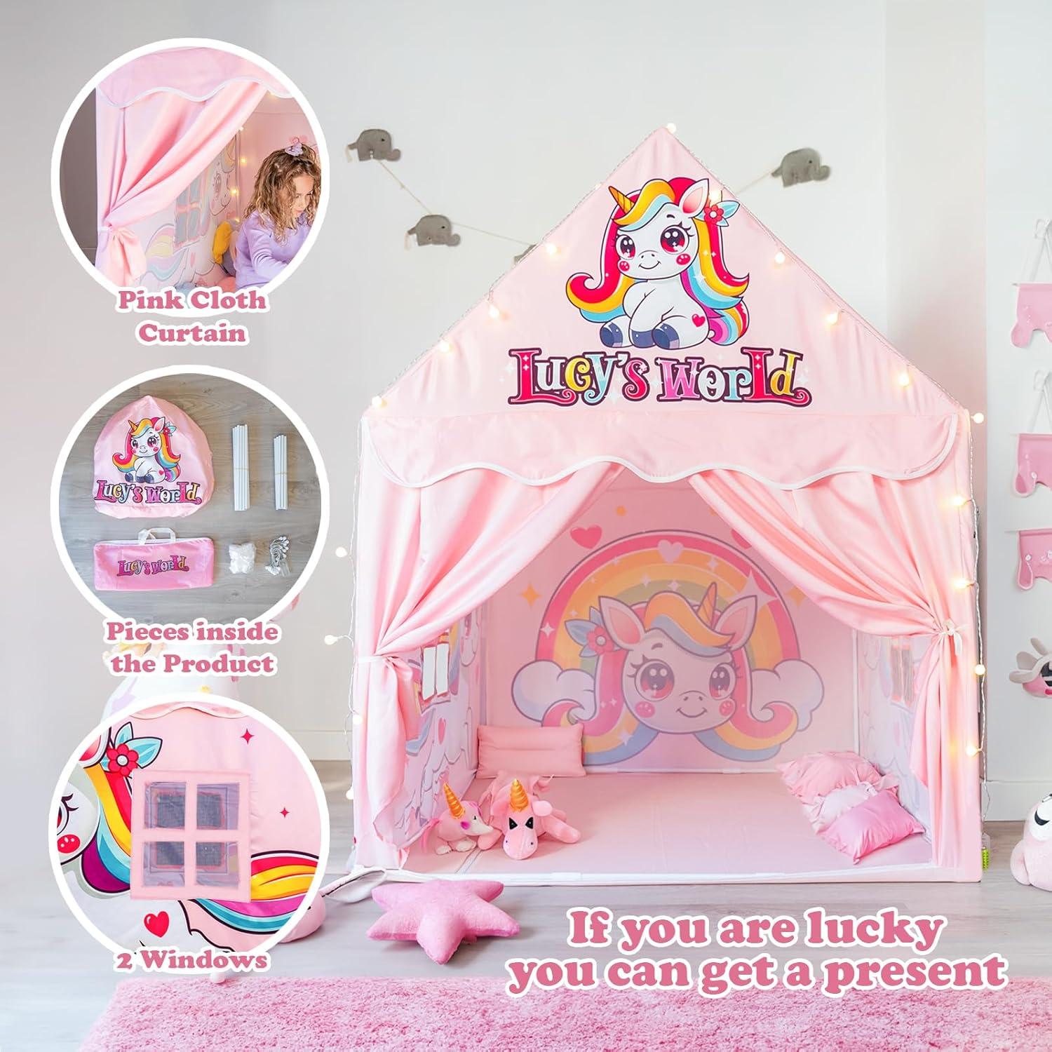 Carpa Castillo Unicornio Rosa Mundo de Lucy 119x101x130cm