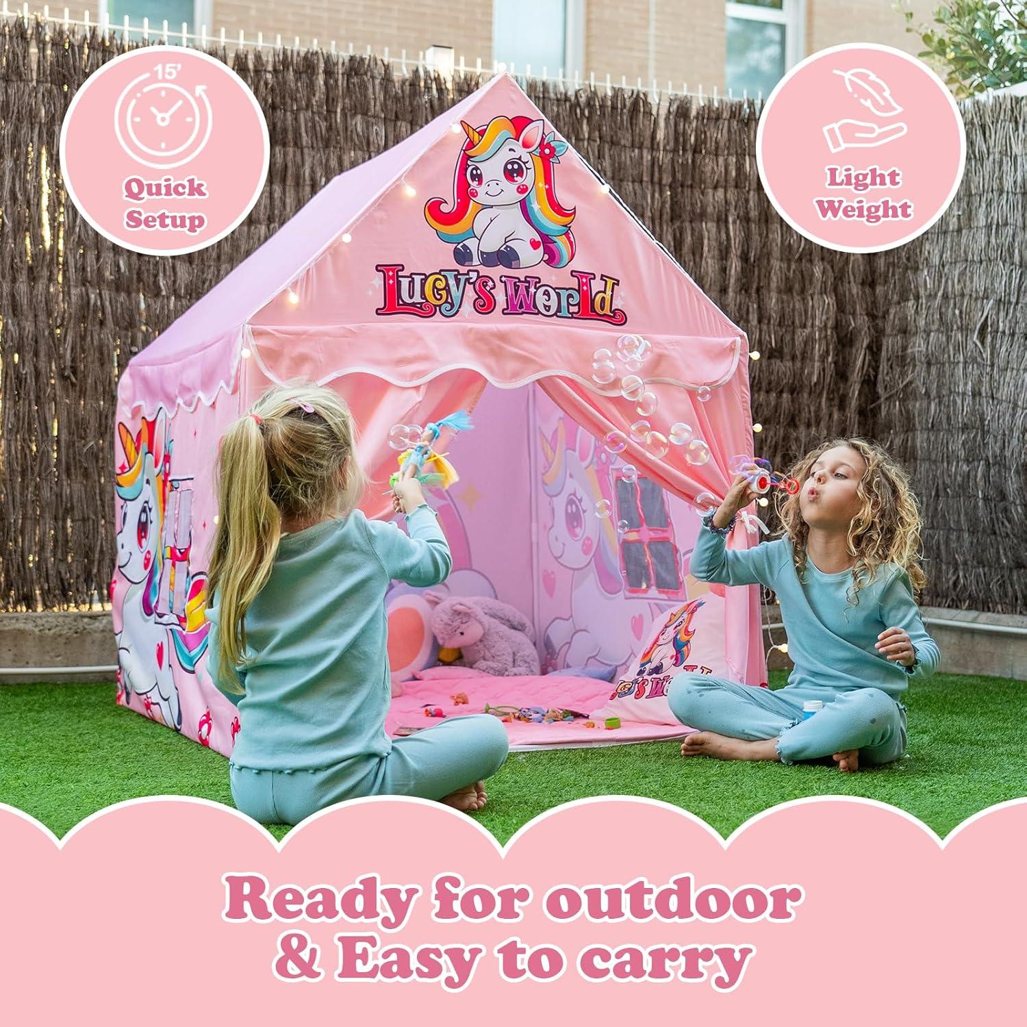 Carpa Castillo Unicornio Rosa Mundo de Lucy 119x101x130cm
