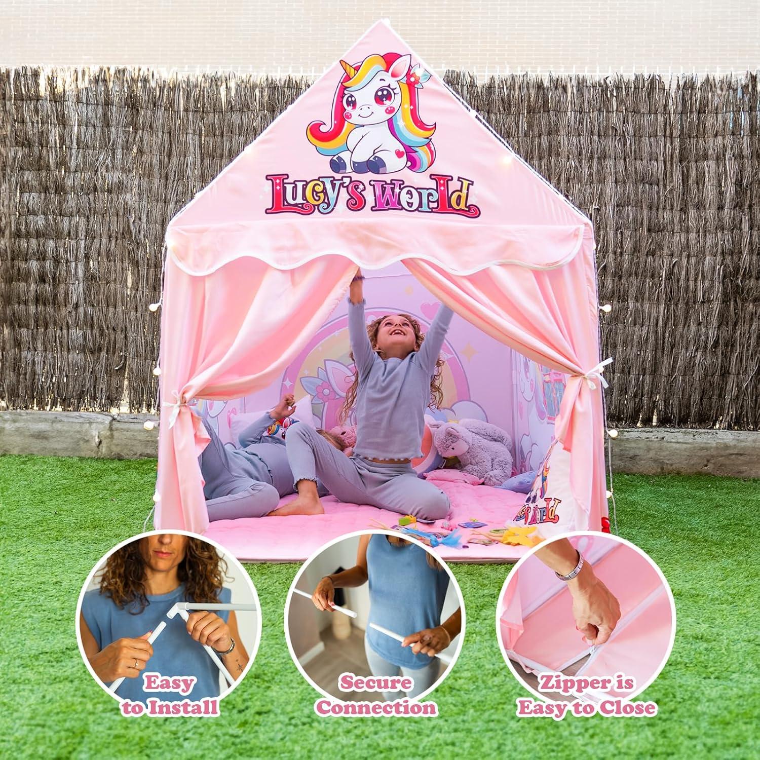 Carpa Castillo Unicornio Rosa Mundo de Lucy 119x101x130cm