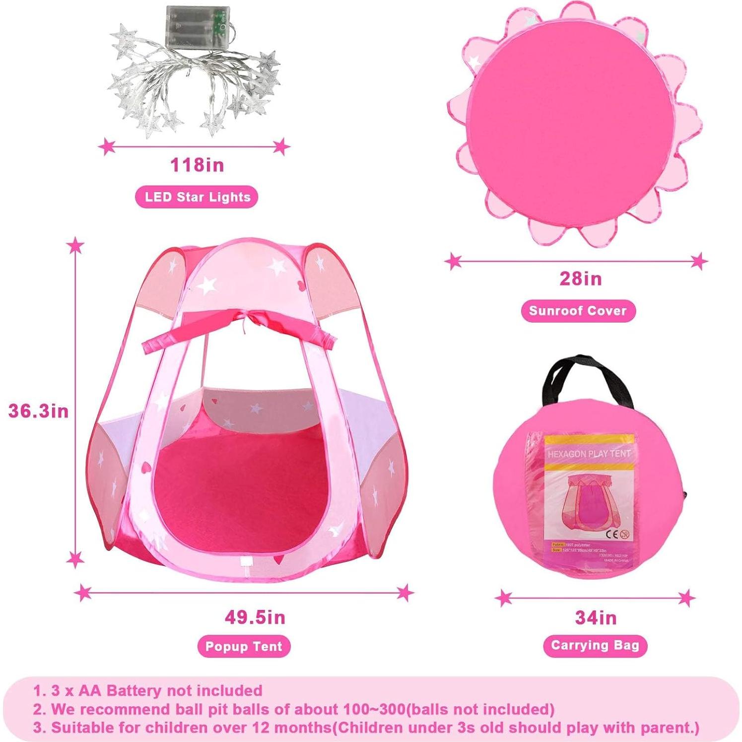 Tienda de Princesa Pop Up Tiktent con Luces LED 125.6 cm