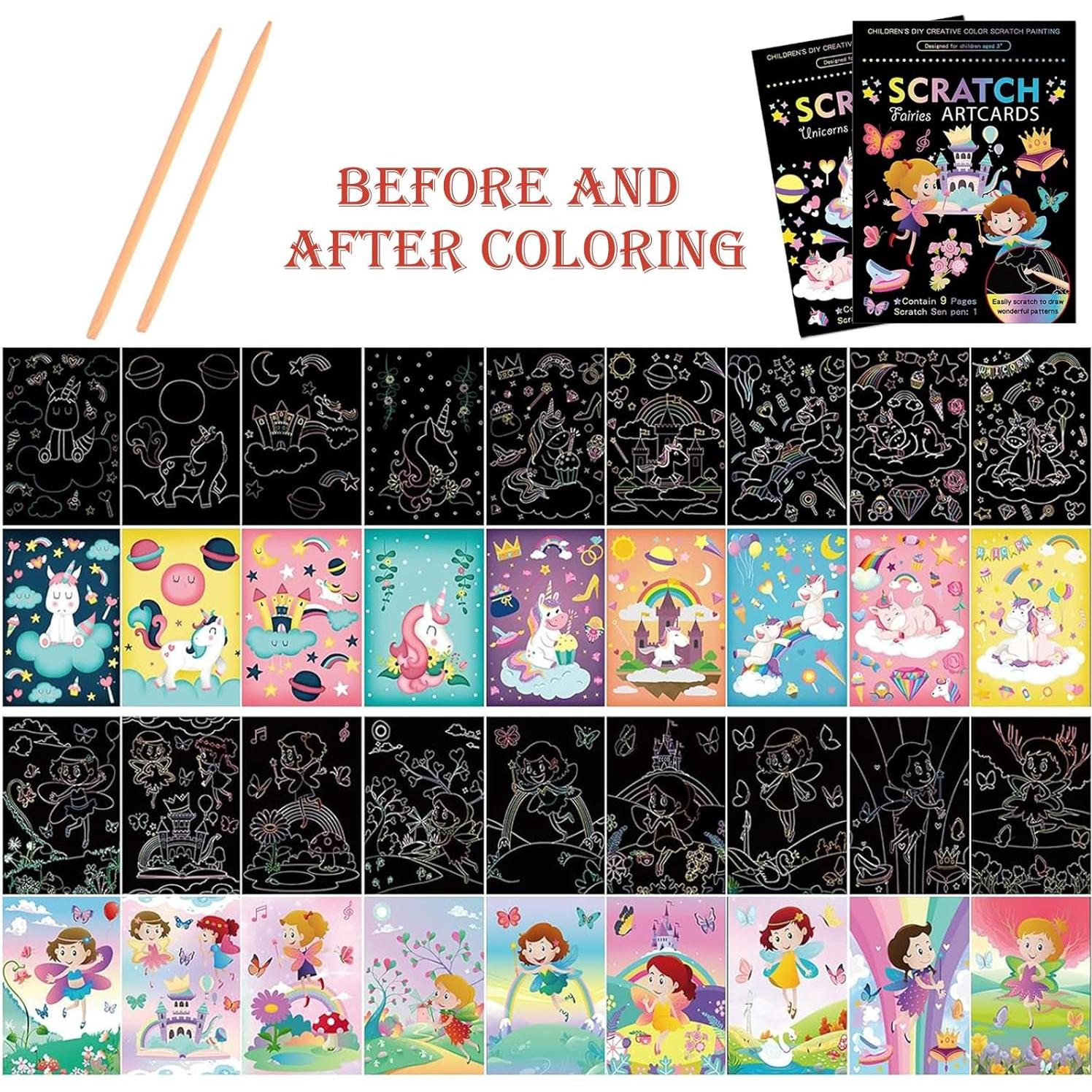 Kit de Arte para Rascar Kizcmvre - Unicornios y Princesas