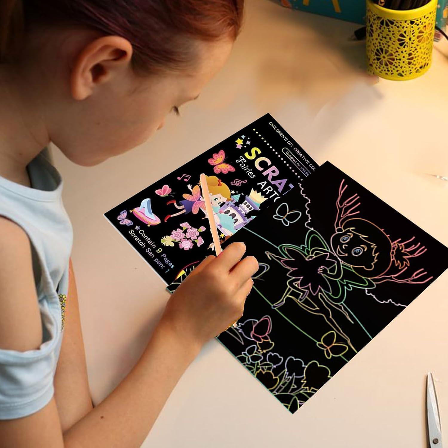 Kit de Arte para Rascar Kizcmvre - Unicornios y Princesas