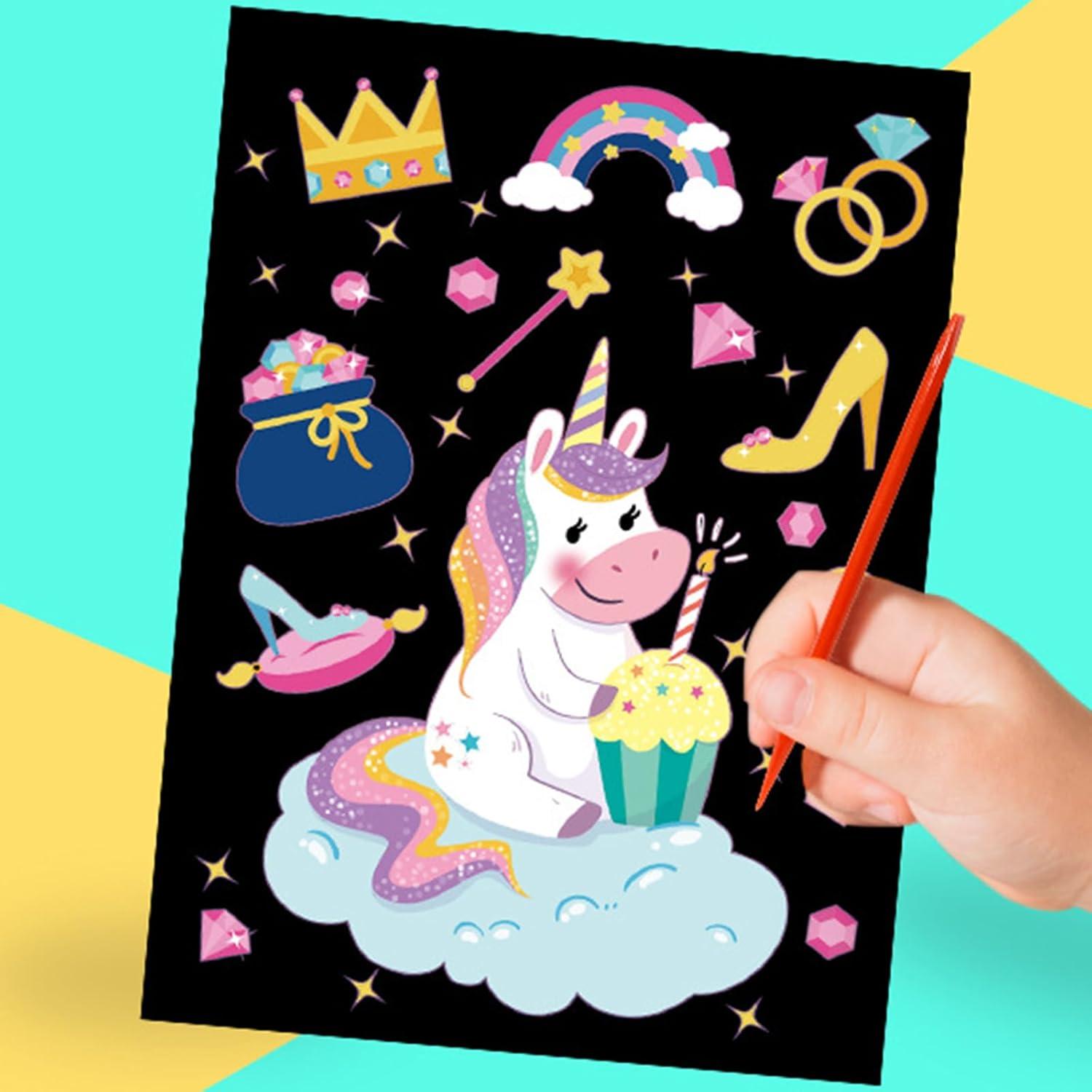 Kit de Arte para Rascar Kizcmvre - Unicornios y Princesas